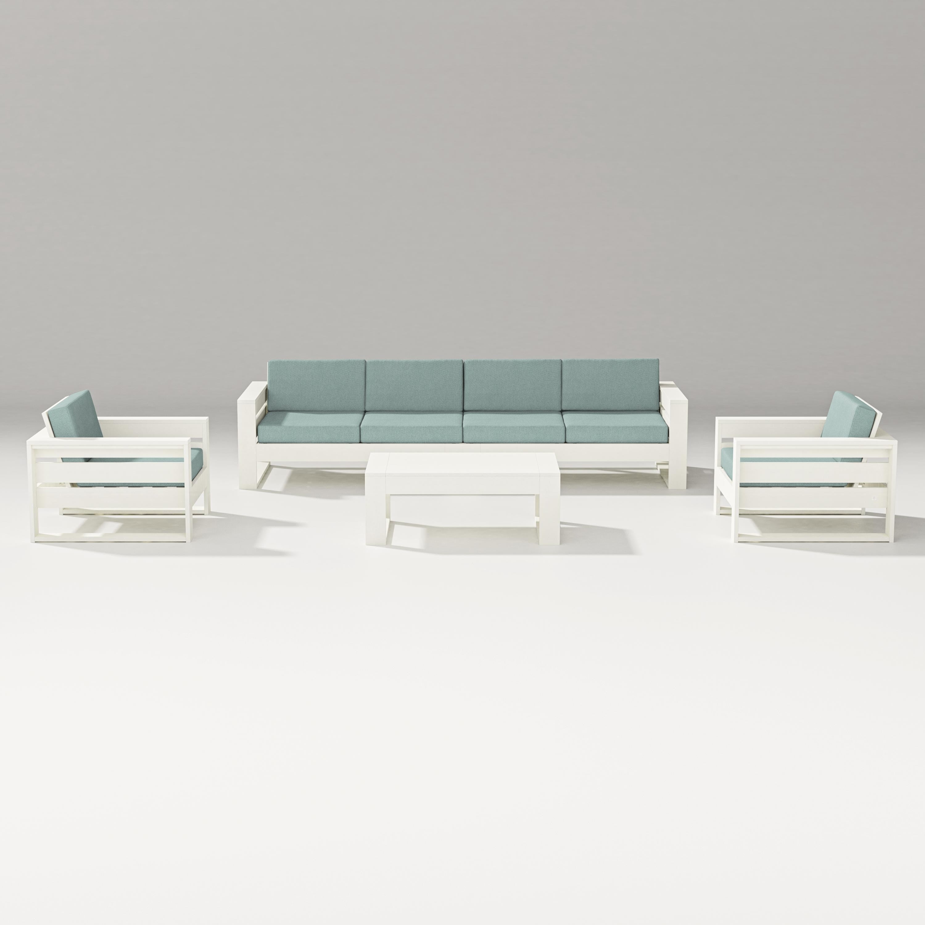 PW Designer Series Latitude 5-Piece Lounge Sofa Set in Vintage White / Glacier Spa
