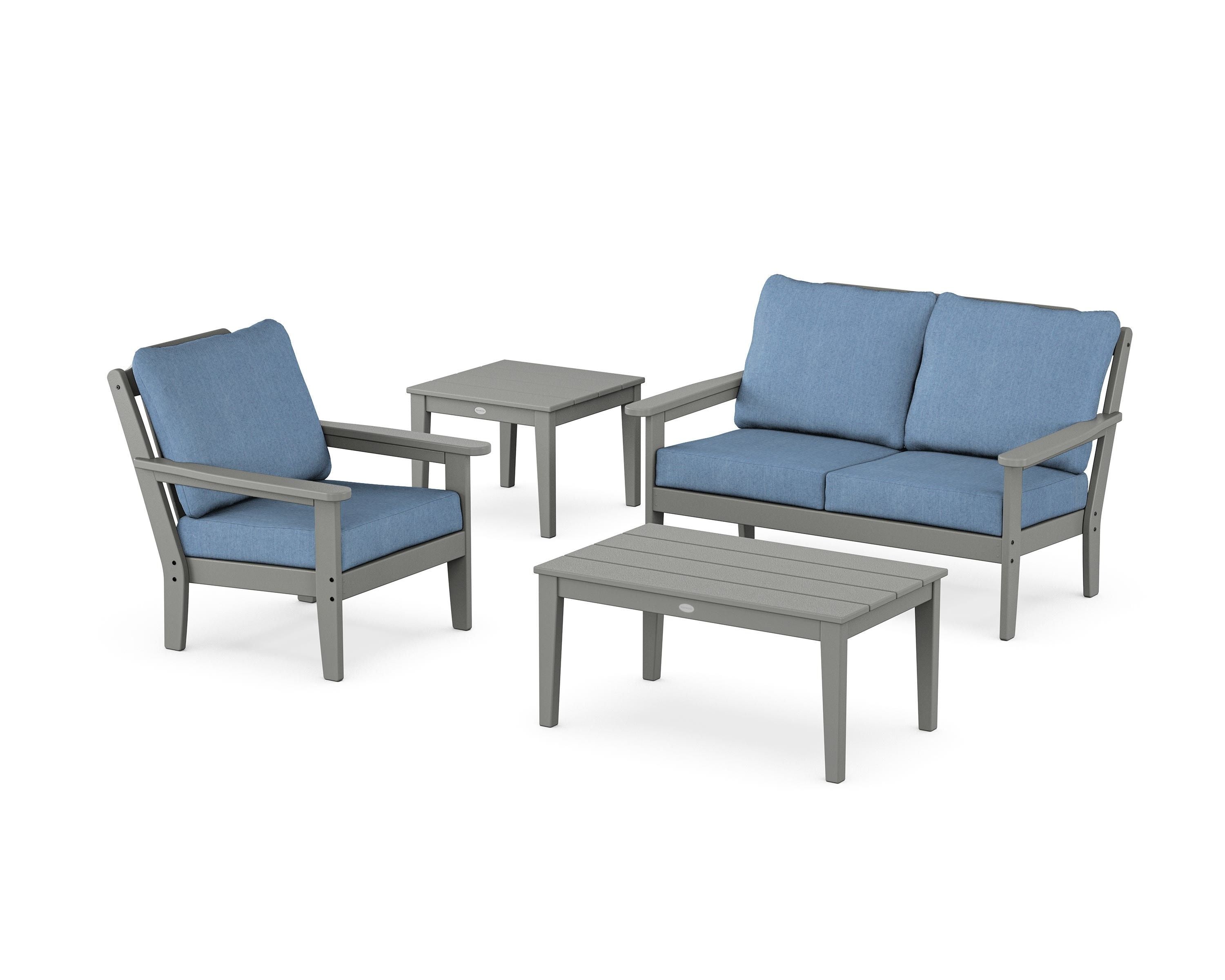 Country Living Wovendale 4-Piece Deep Seating Set in Slate Grey / Sky Blue