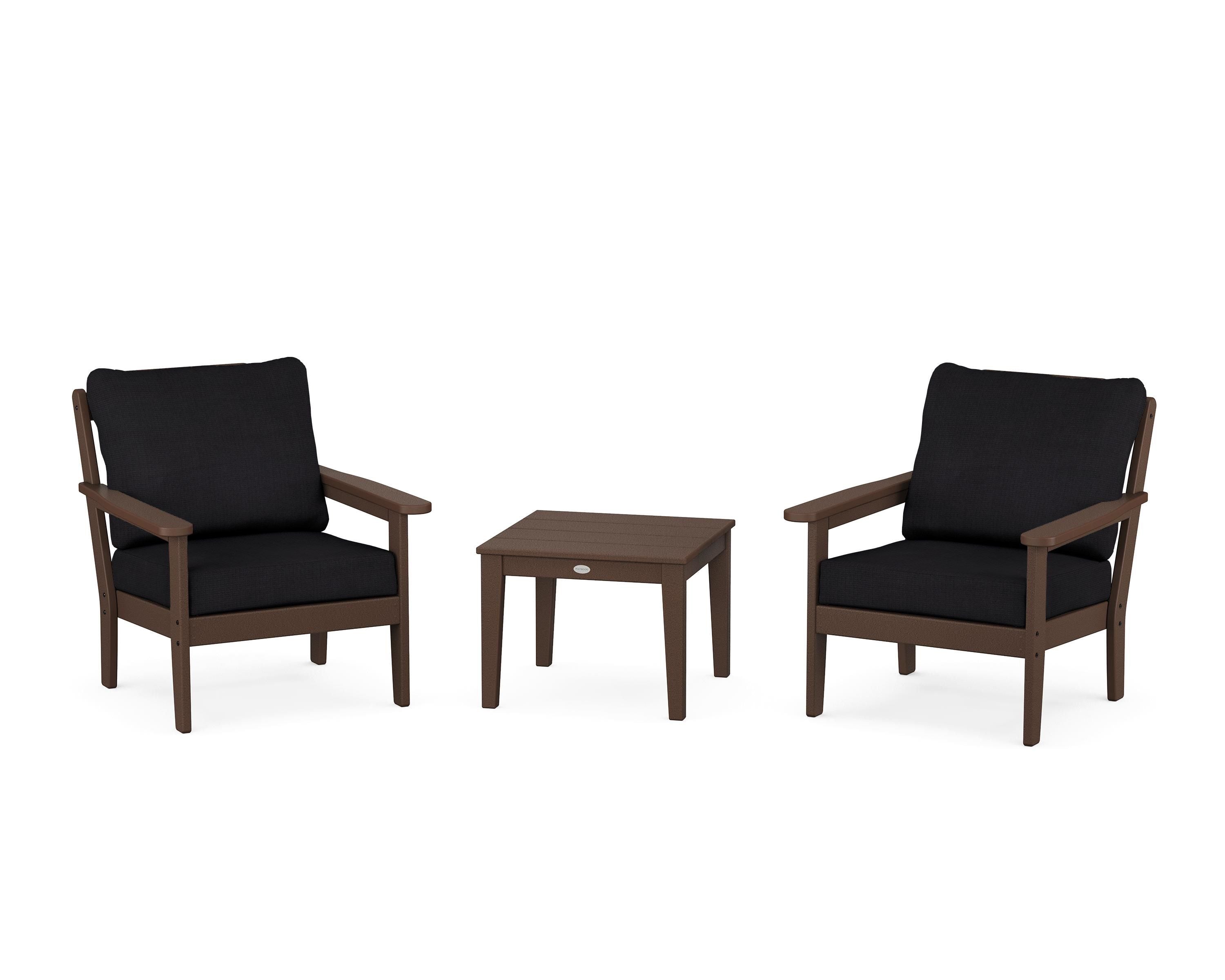 Country Living Cottage 3-Piece Deep Seating Set in Mahogany / Midnight Linen