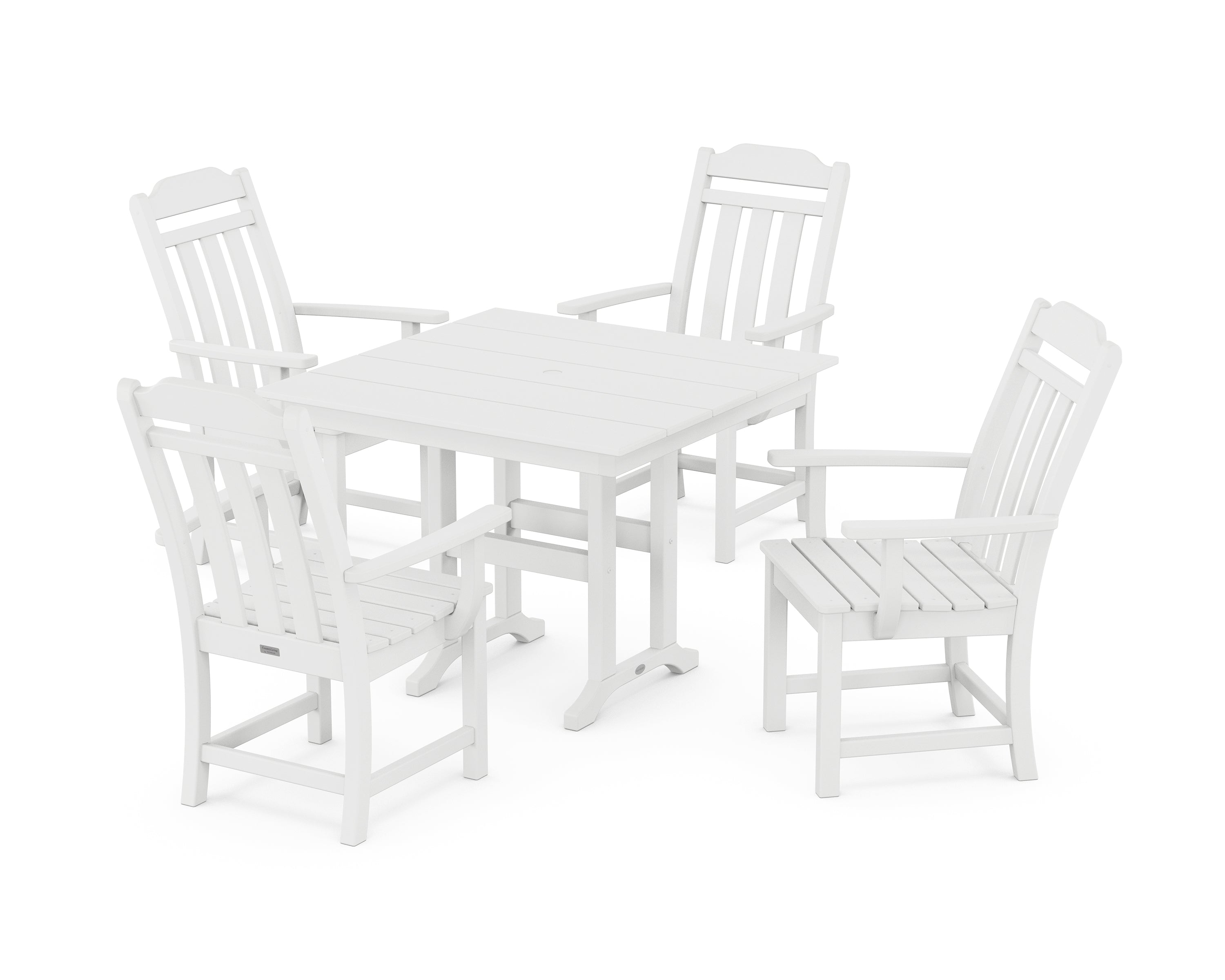 Polywood Country Living 5-Piece Farmhouse Dining Set in White