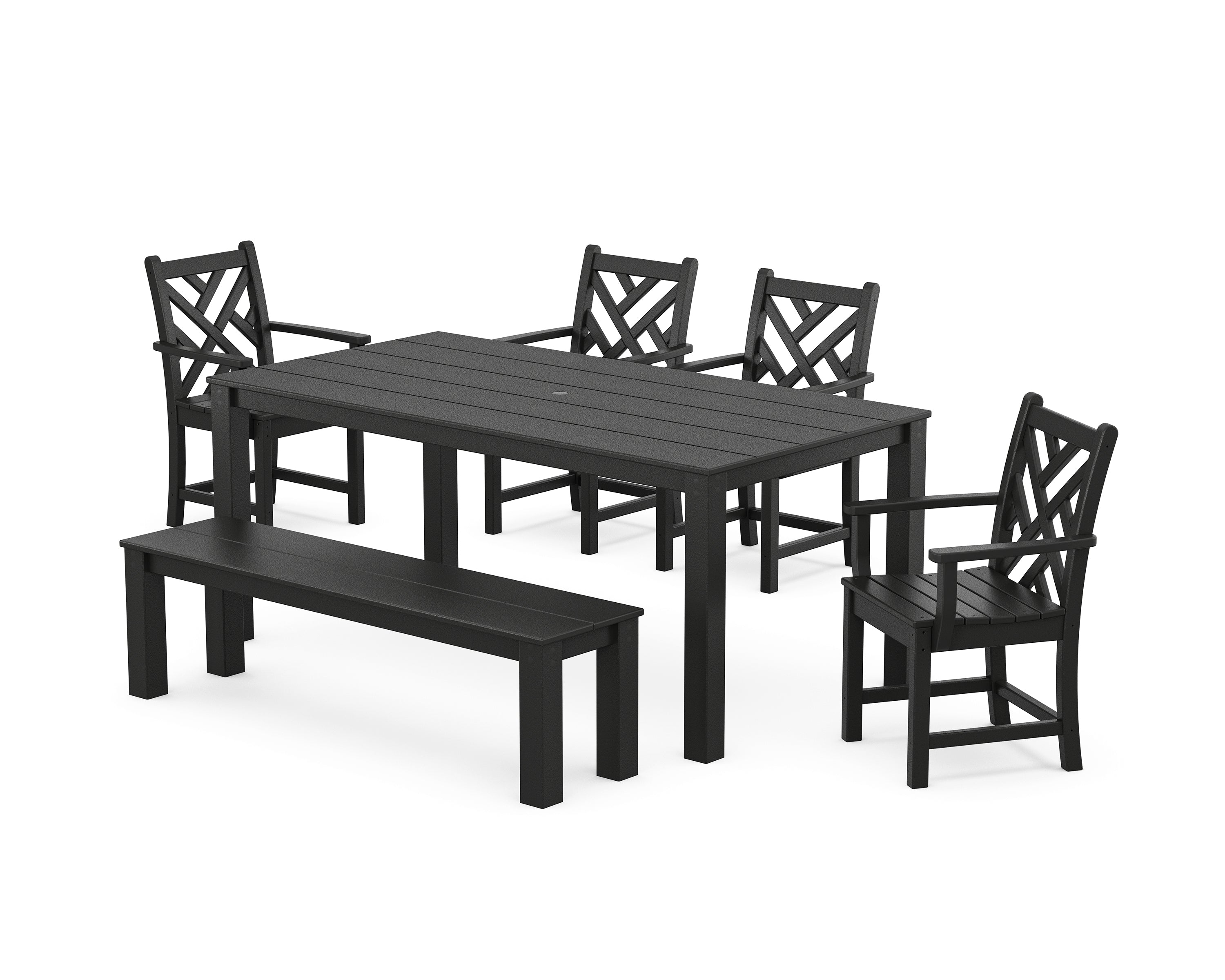 POLYWOOD® Chippendale 6-Piece Parsons Dining Set with Bench in Black