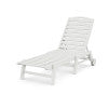 POLYWOOD Nautical Chaise with Wheels in Vintage White