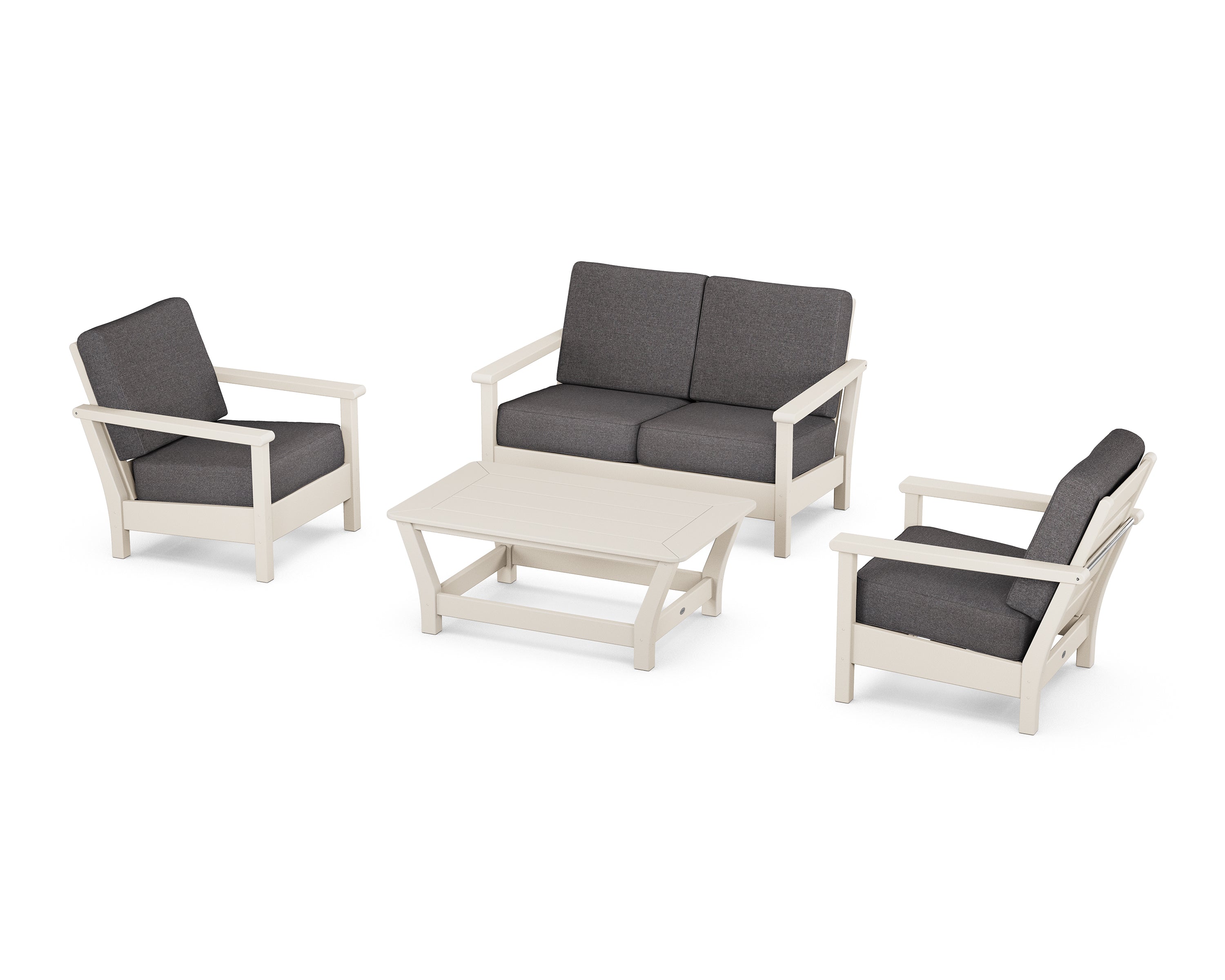 POLYWOOD Harbour 4-Piece Deep Seating Set in Sand / Ash Charcoal