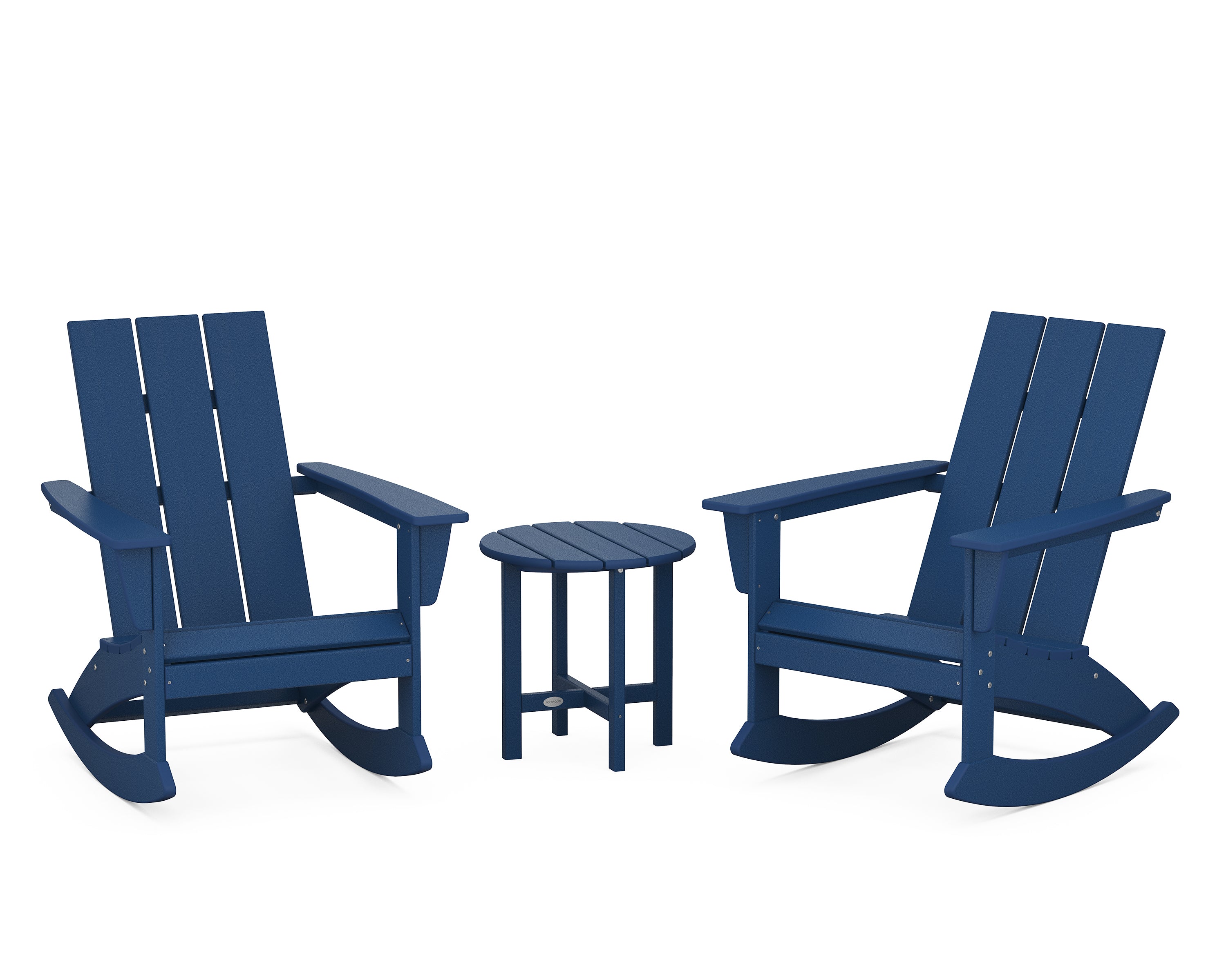 POLYWOOD® Modern 3-Piece Adirondack Rocking Chair Set in Navy