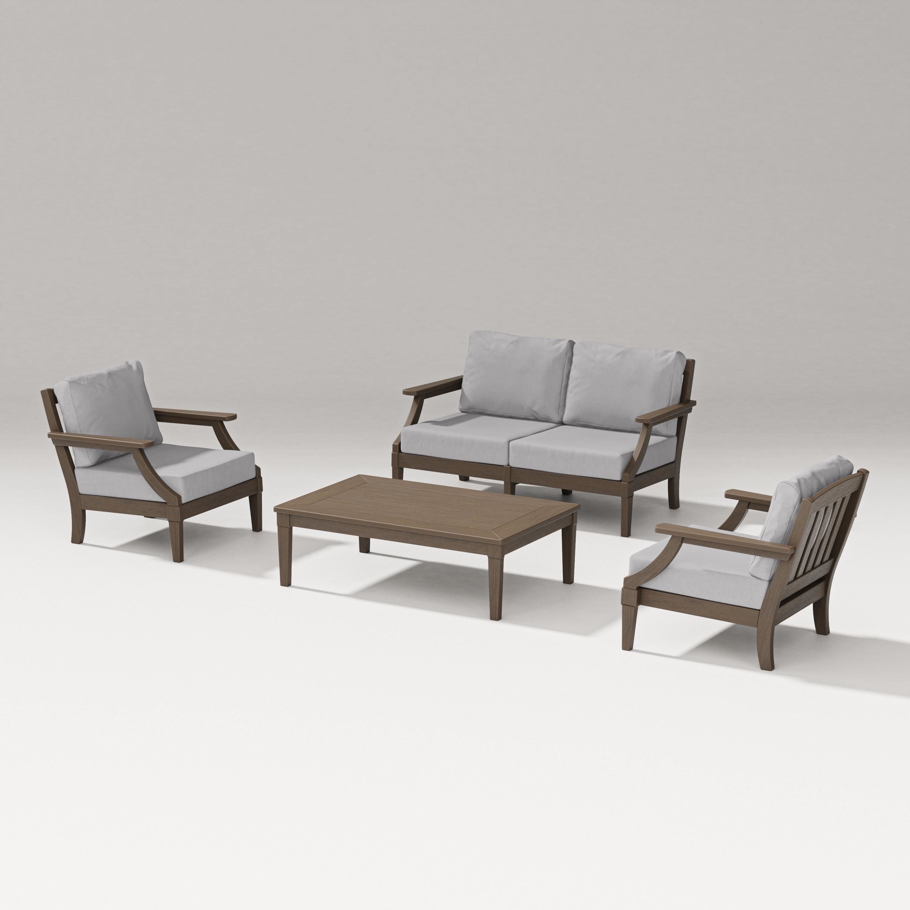 PW Designer Series Estate Lounge 4-Piece Loveseat Set in Kona / Granite