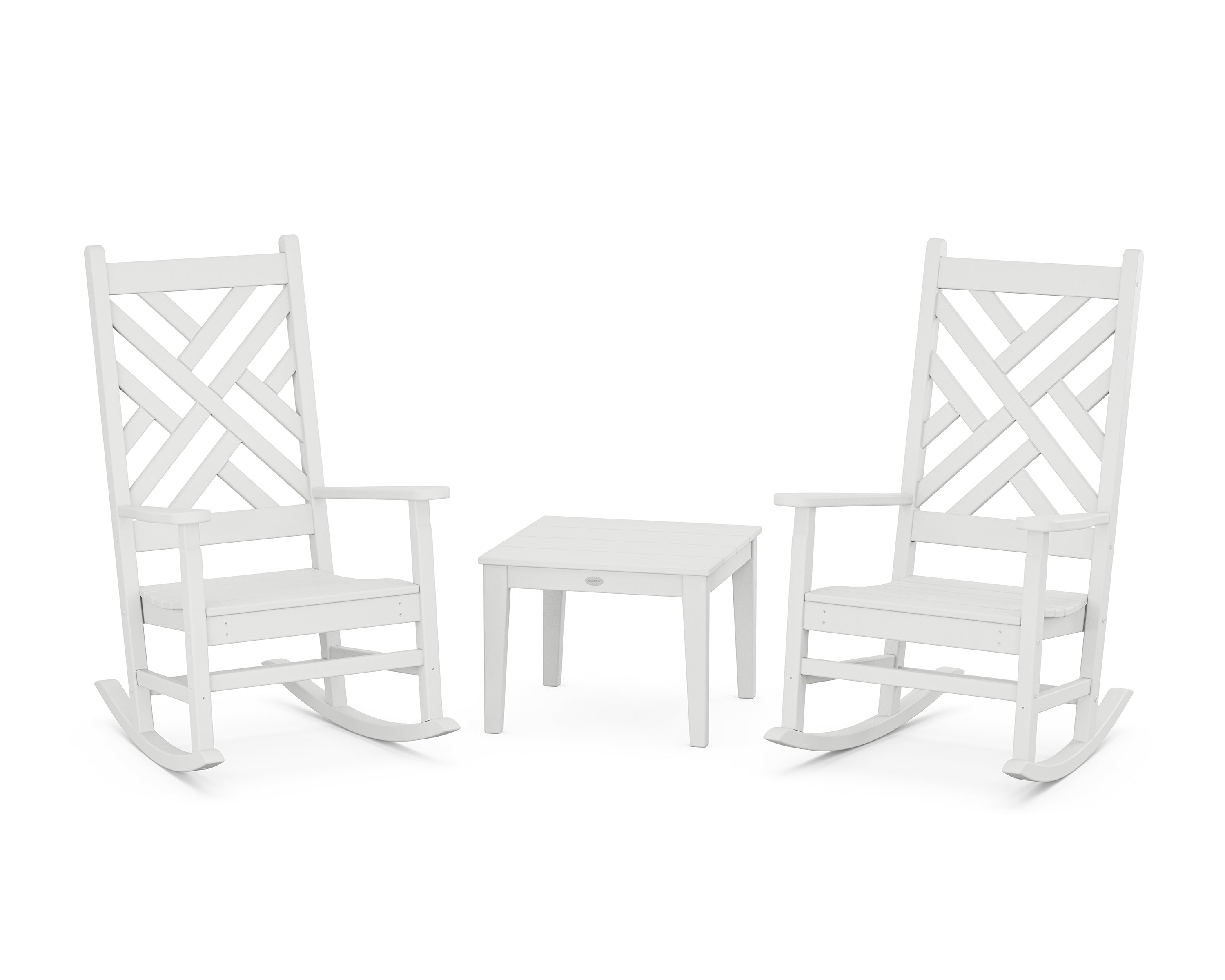POLYWOOD® Chippendale 3-Piece Rocking Chair Set in White