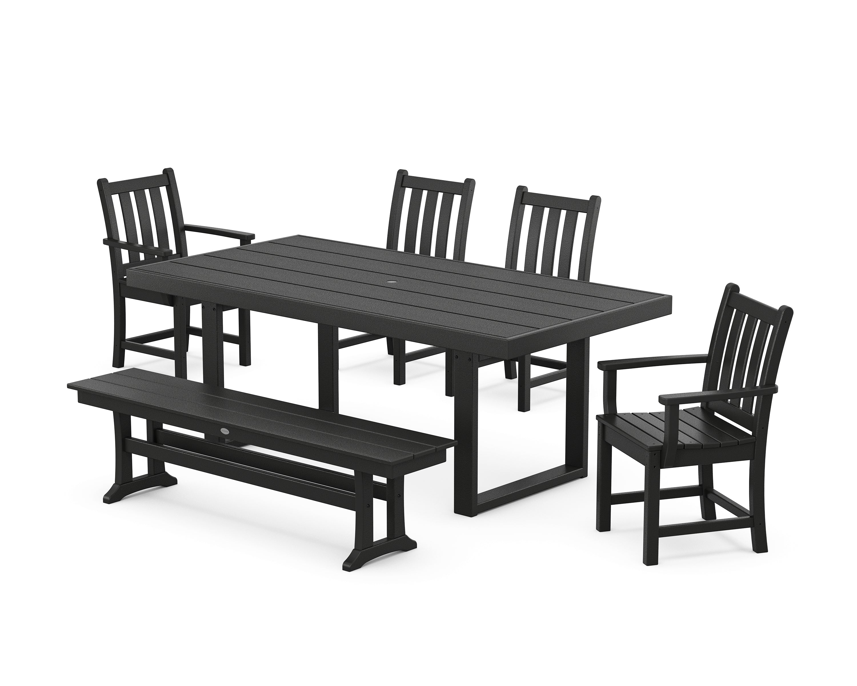 POLYWOOD® Traditional Garden 6-Piece Dining Set in Black