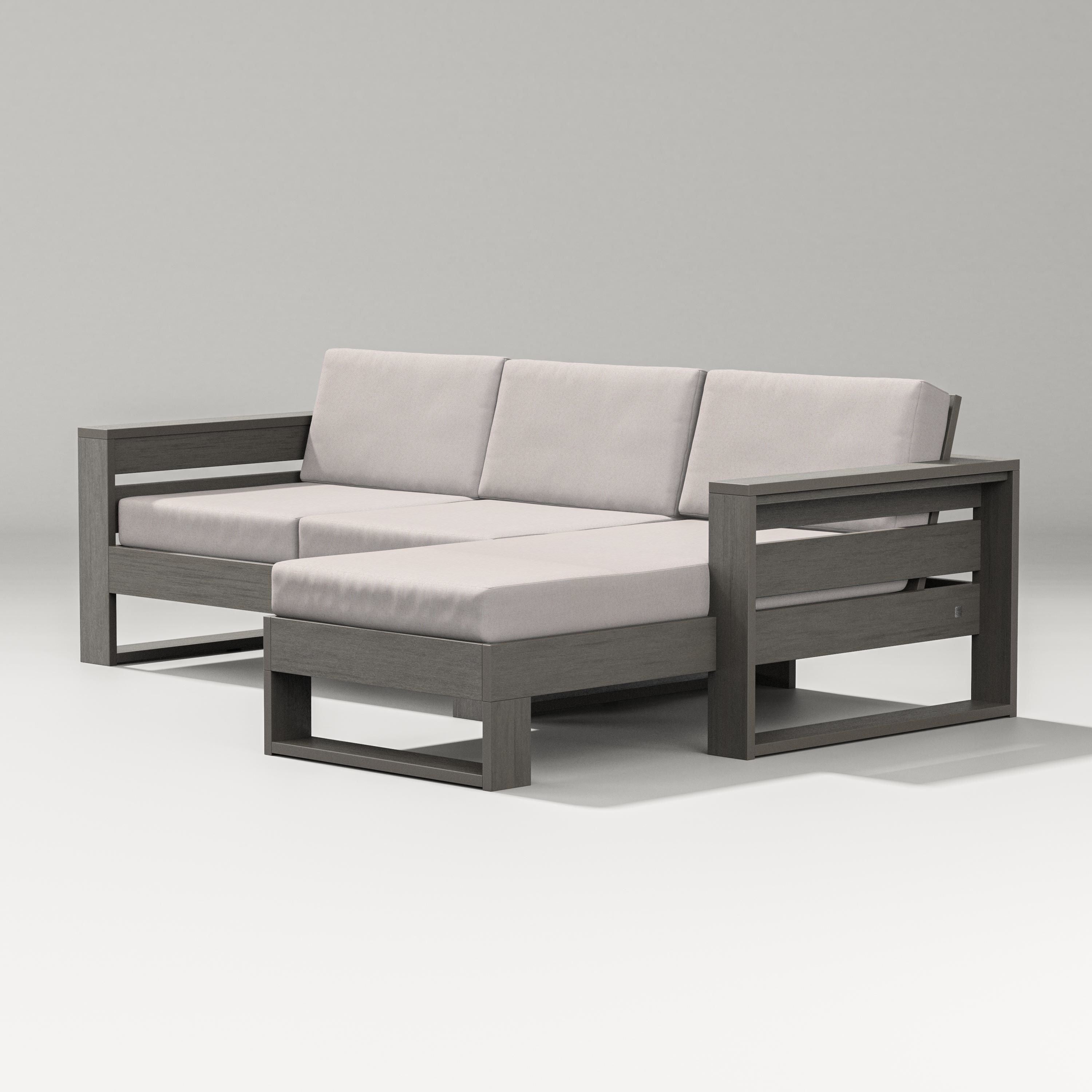 PW Designer Series Latitude Right Chaise Sectional in Driftwood / Dune Burlap