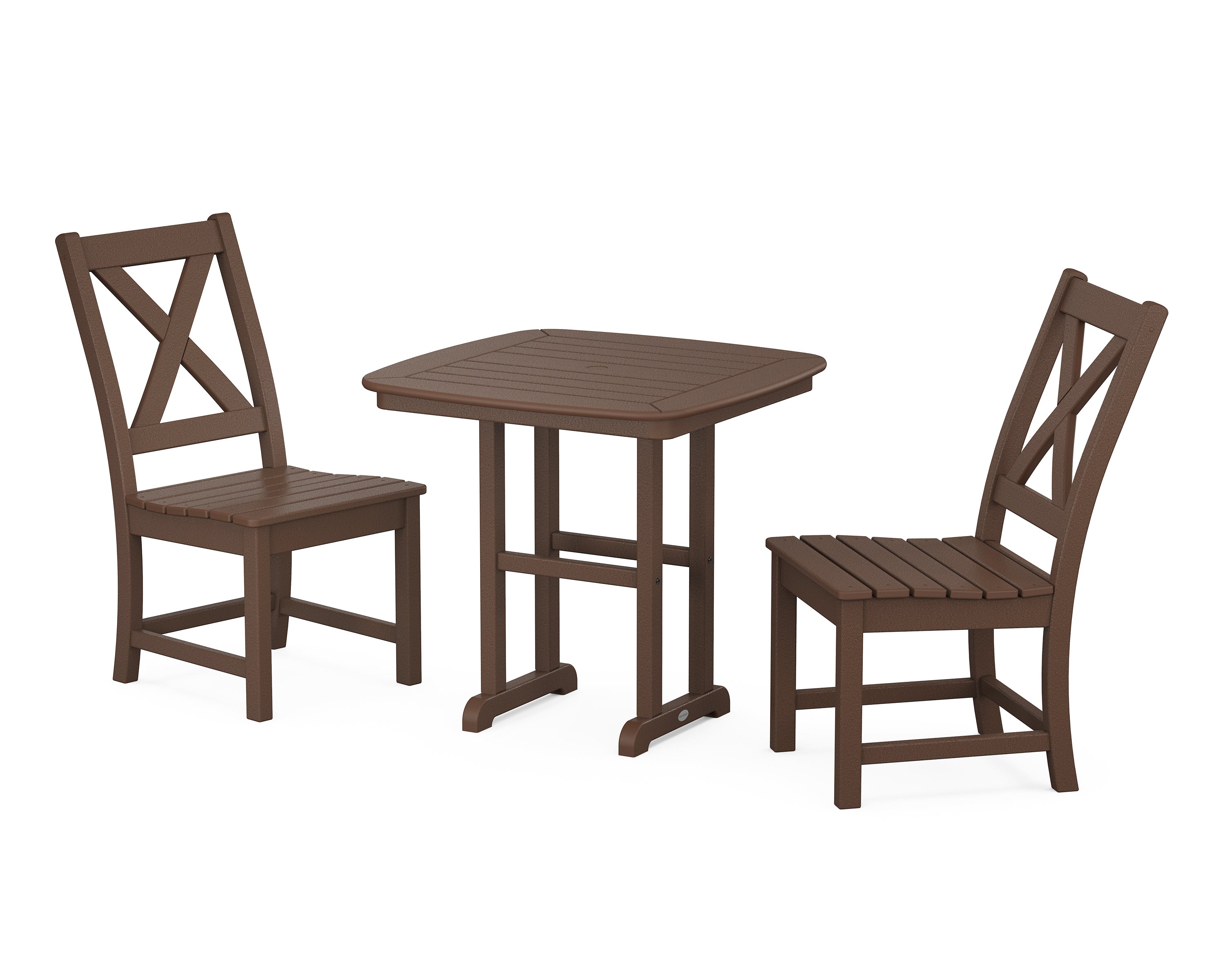 POLYWOOD® Braxton Side Chair 3-Piece Dining Set in Mahogany