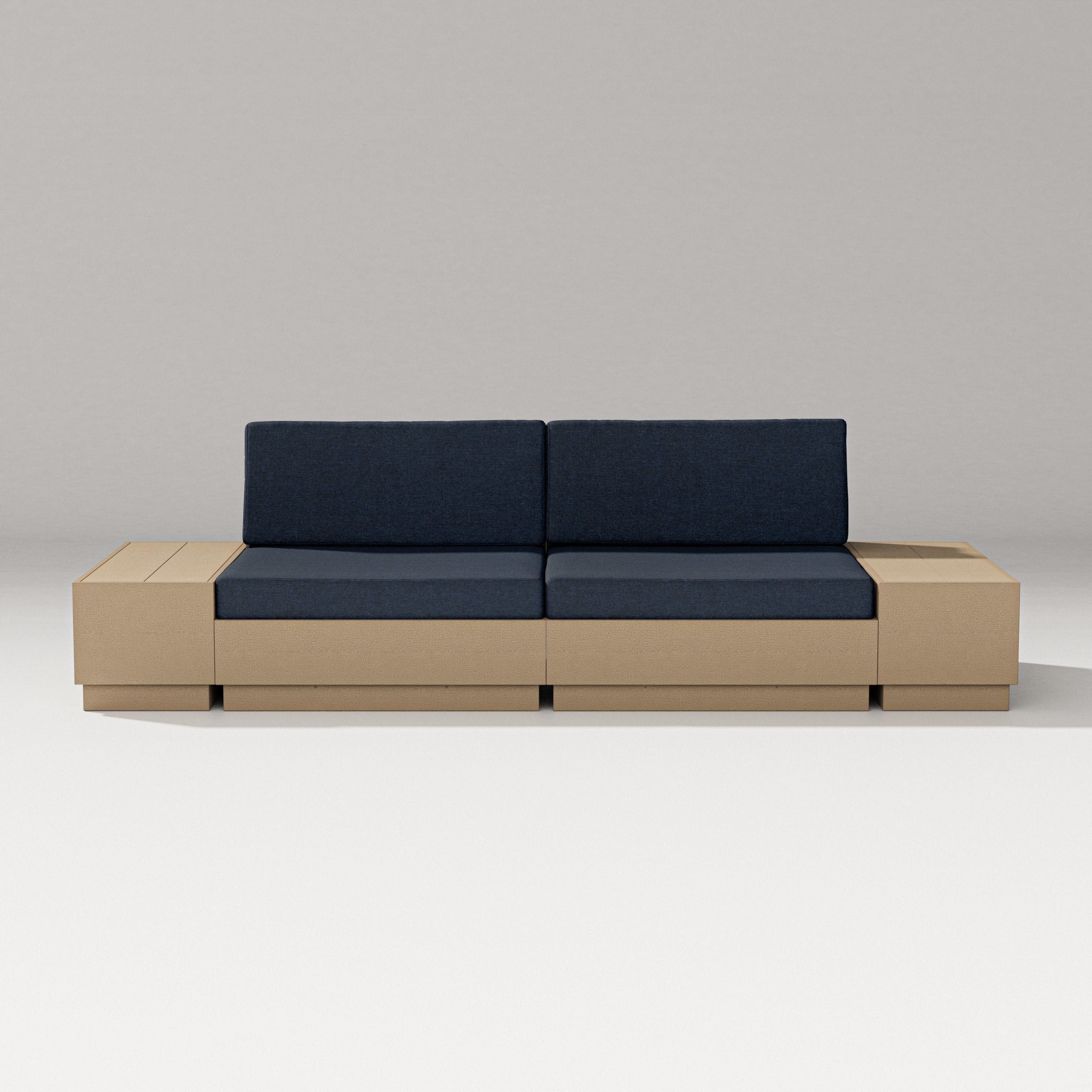 PW Designer Series Elevate 4-Piece Loveseat Sectional in Vintage Sahara / Marine Indigo