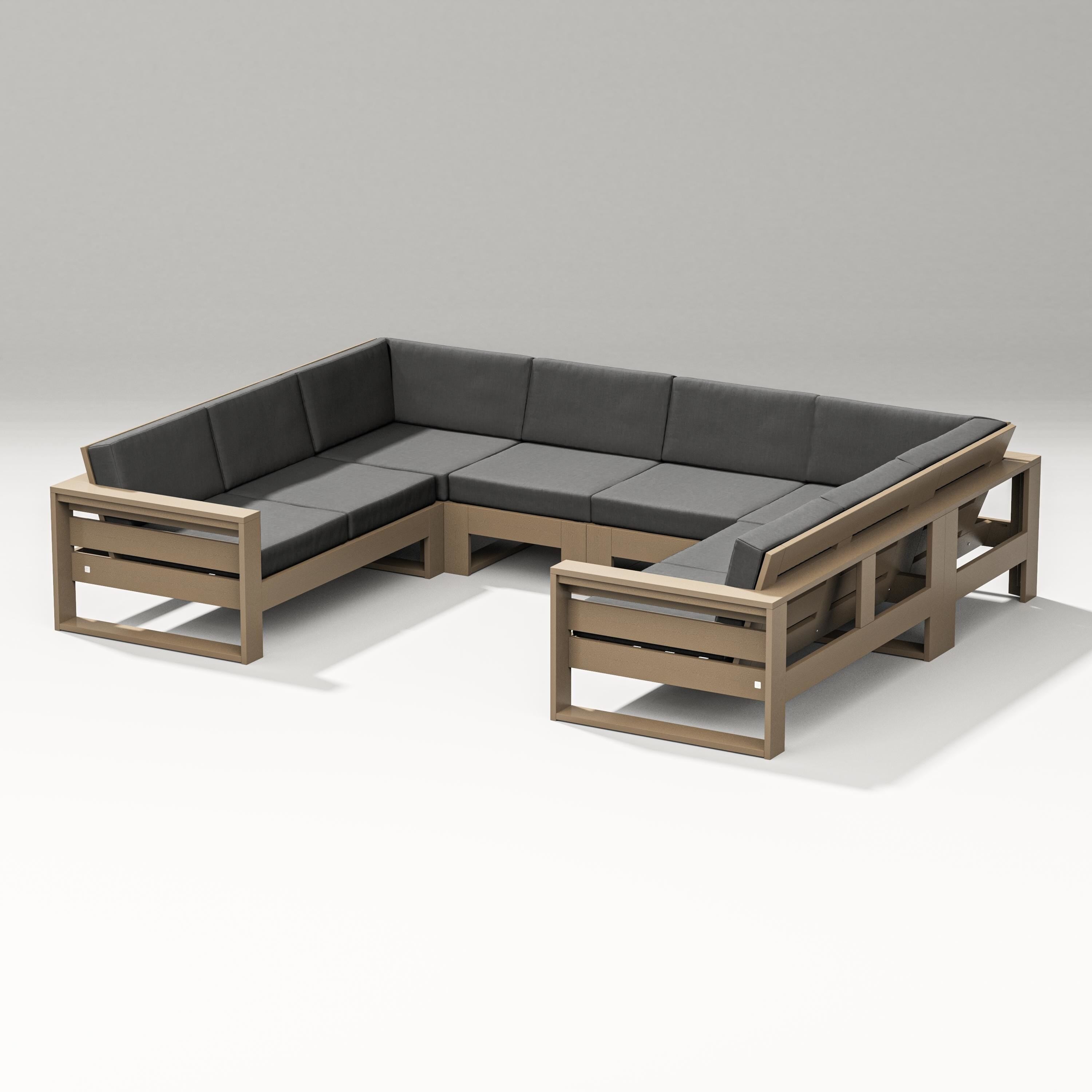 PW Designer Series Latitude U-Shaped Sectional in Vintage Sahara / Spectrum Carbon
