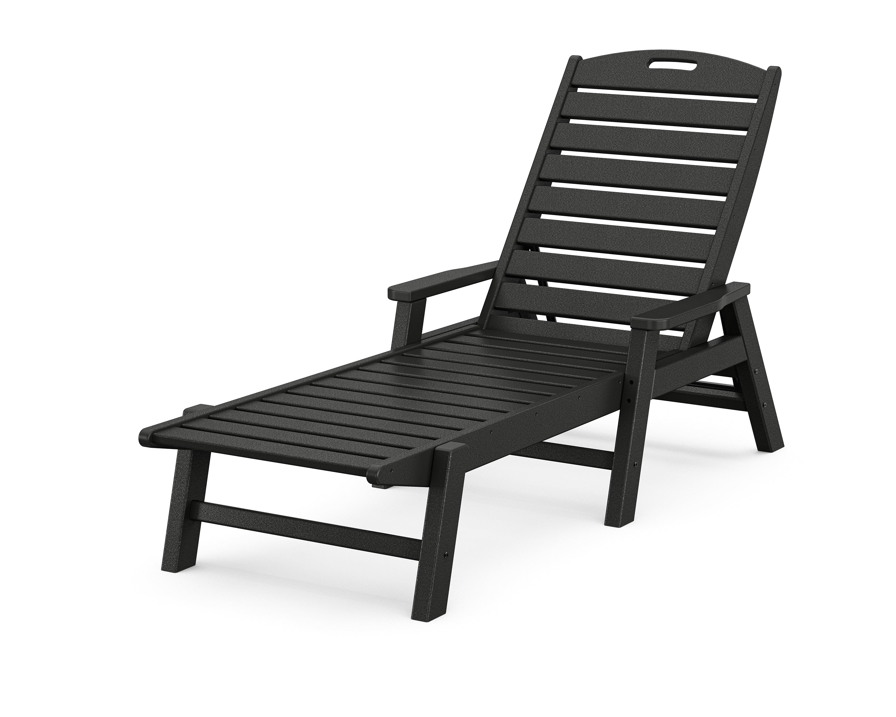 POLYWOOD Nautical Chaise with Arms in Black
