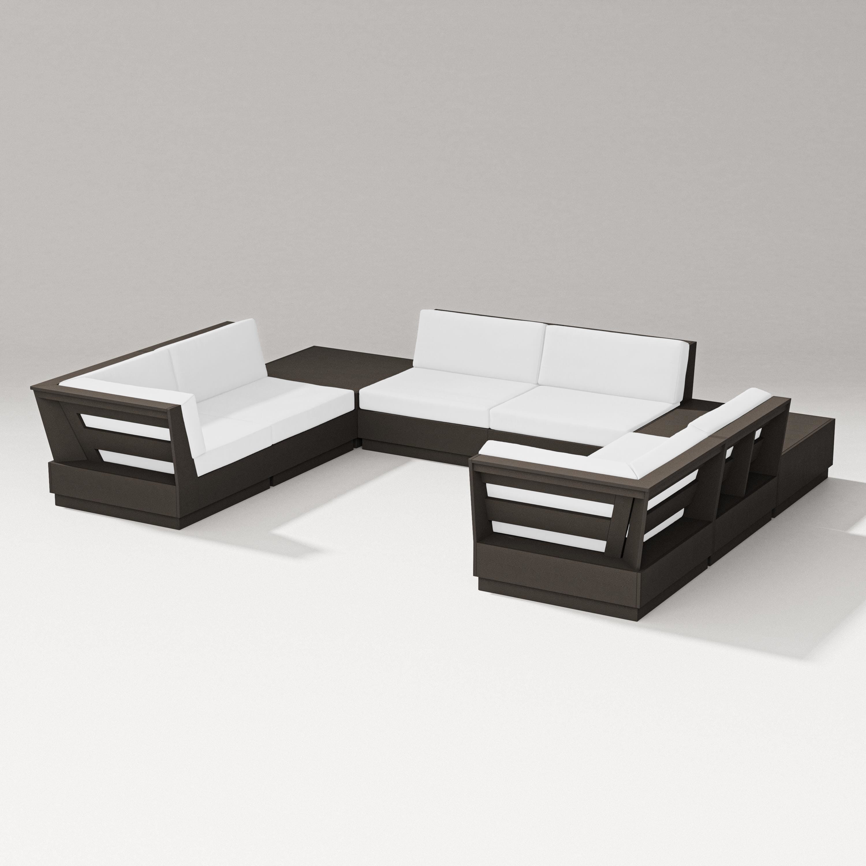 PW Designer Series Elevate 8-Piece U-Shaped Sectional in Vintage Coffee / Natural