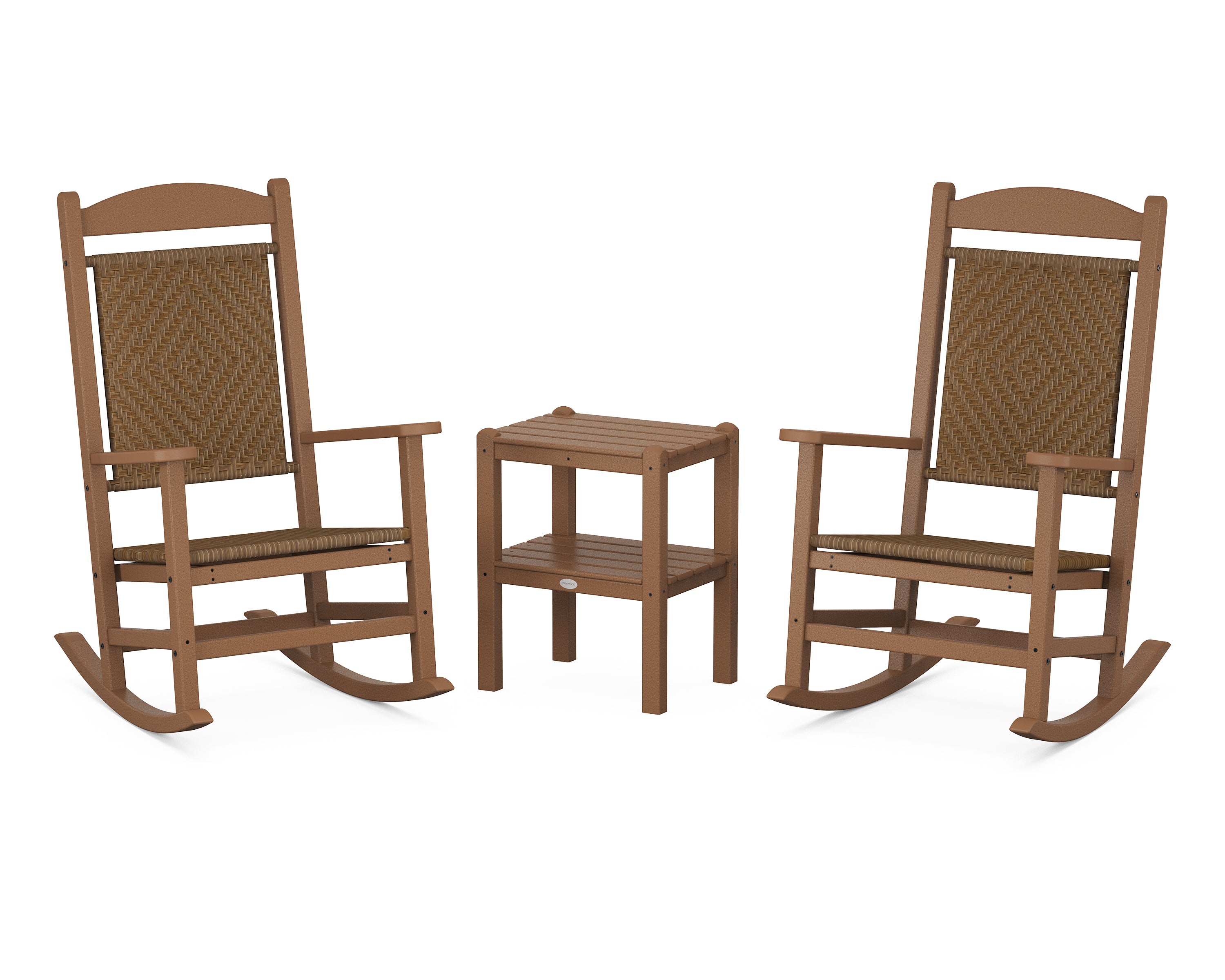 POLYWOOD® Presidential Woven Rocker 3-Piece Set in Teak / Tigerwood