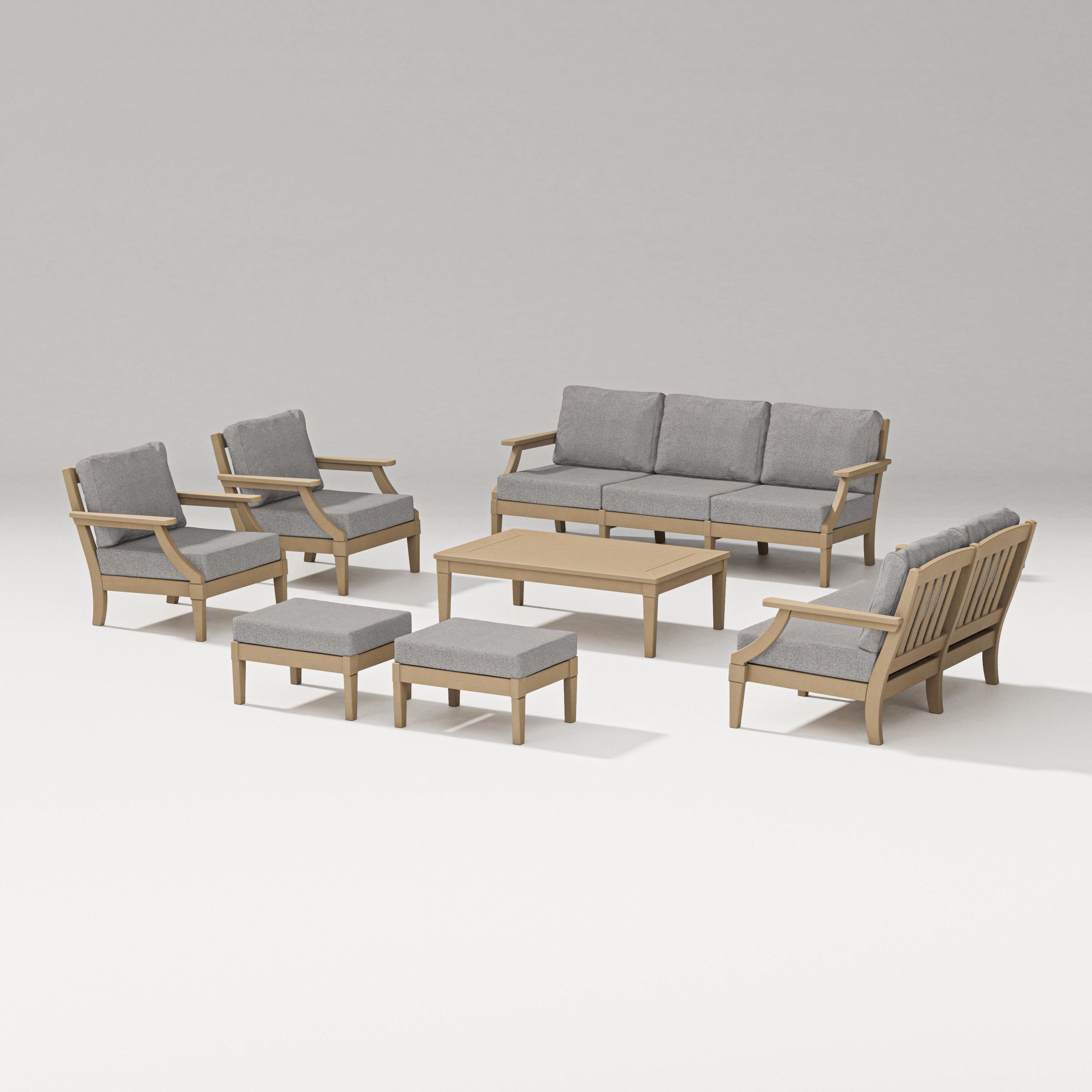 PW Designer Series Estate 7-Piece Lounge Sofa Set in Vintage Sahara / Grey Mist