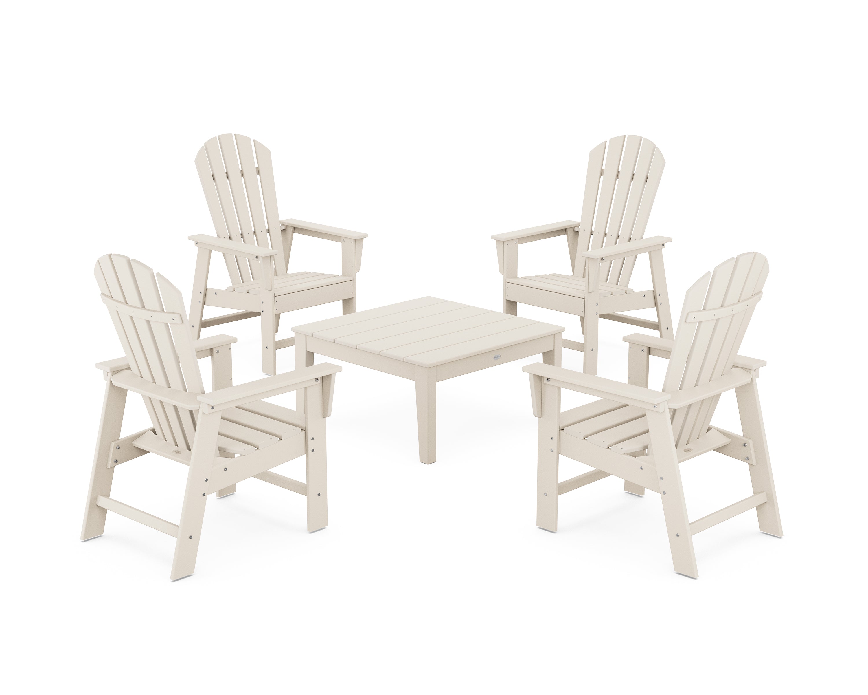 POLYWOOD® 5-Piece South Beach Casual Chair Conversation Set with 36" Conversation Table in Sand