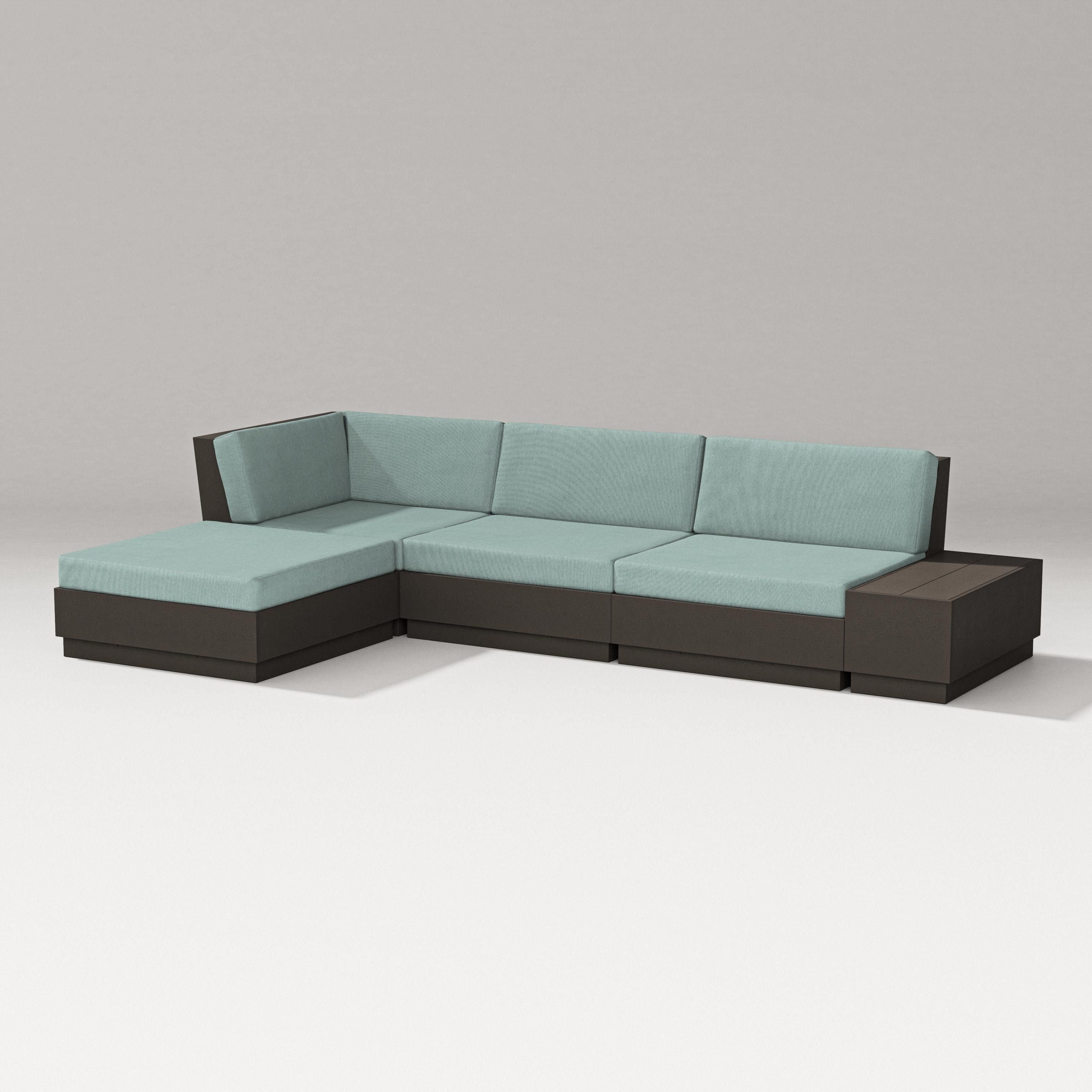 PW Designer Series Elevate Chaise Sectional in Vintage Coffee / Glacier Spa