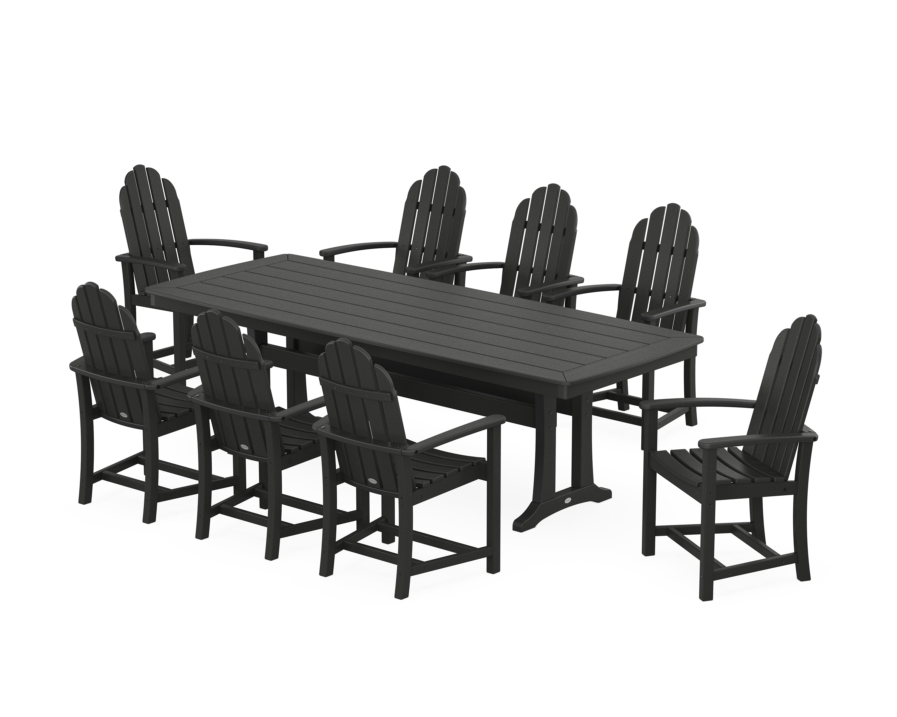 POLYWOOD® Classic Adirondack 9-Piece Dining Set with Trestle Legs in Black