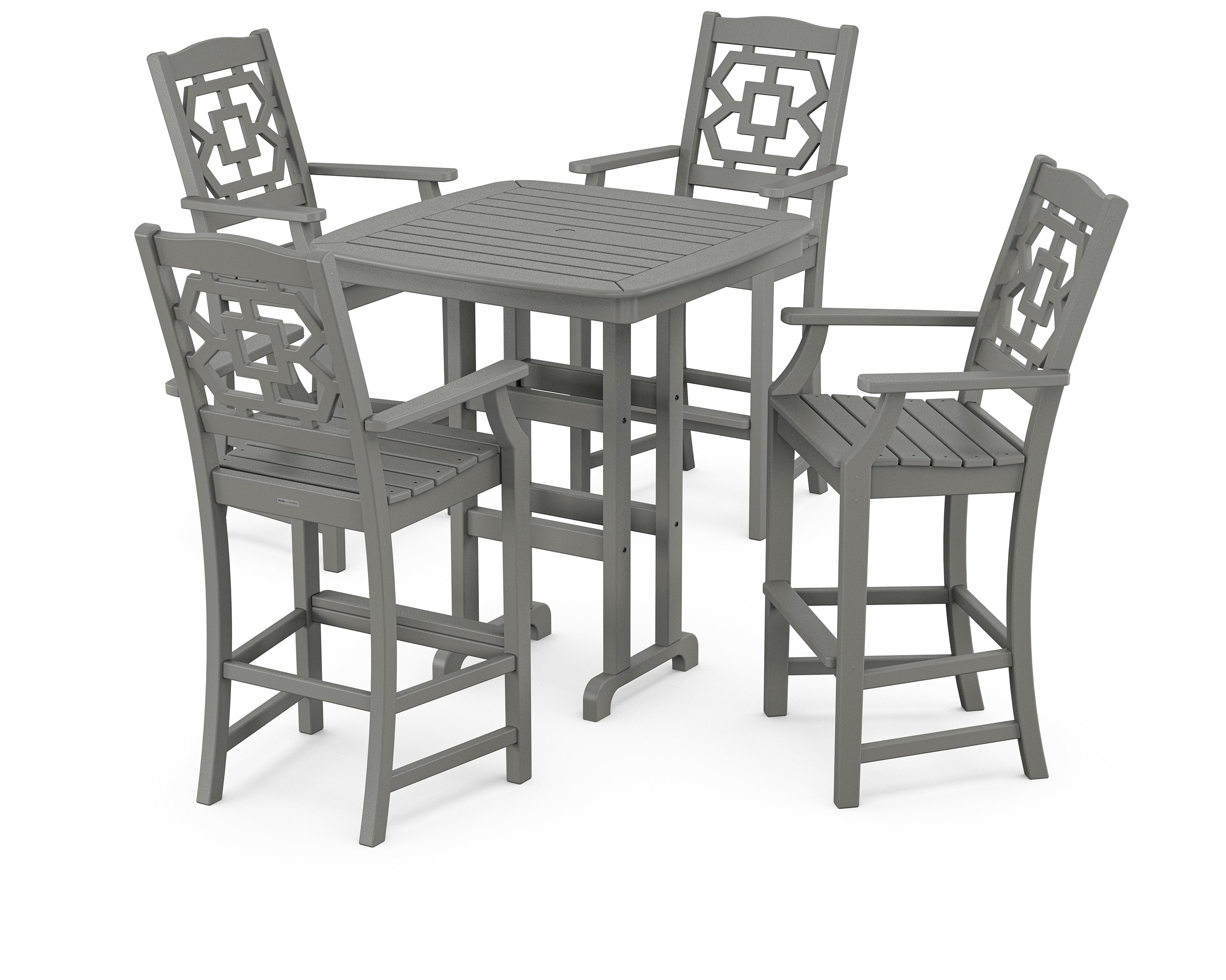 Martha Stewart by POLYWOOD Chinoiserie 5-Piece Bar Set in Slate Grey