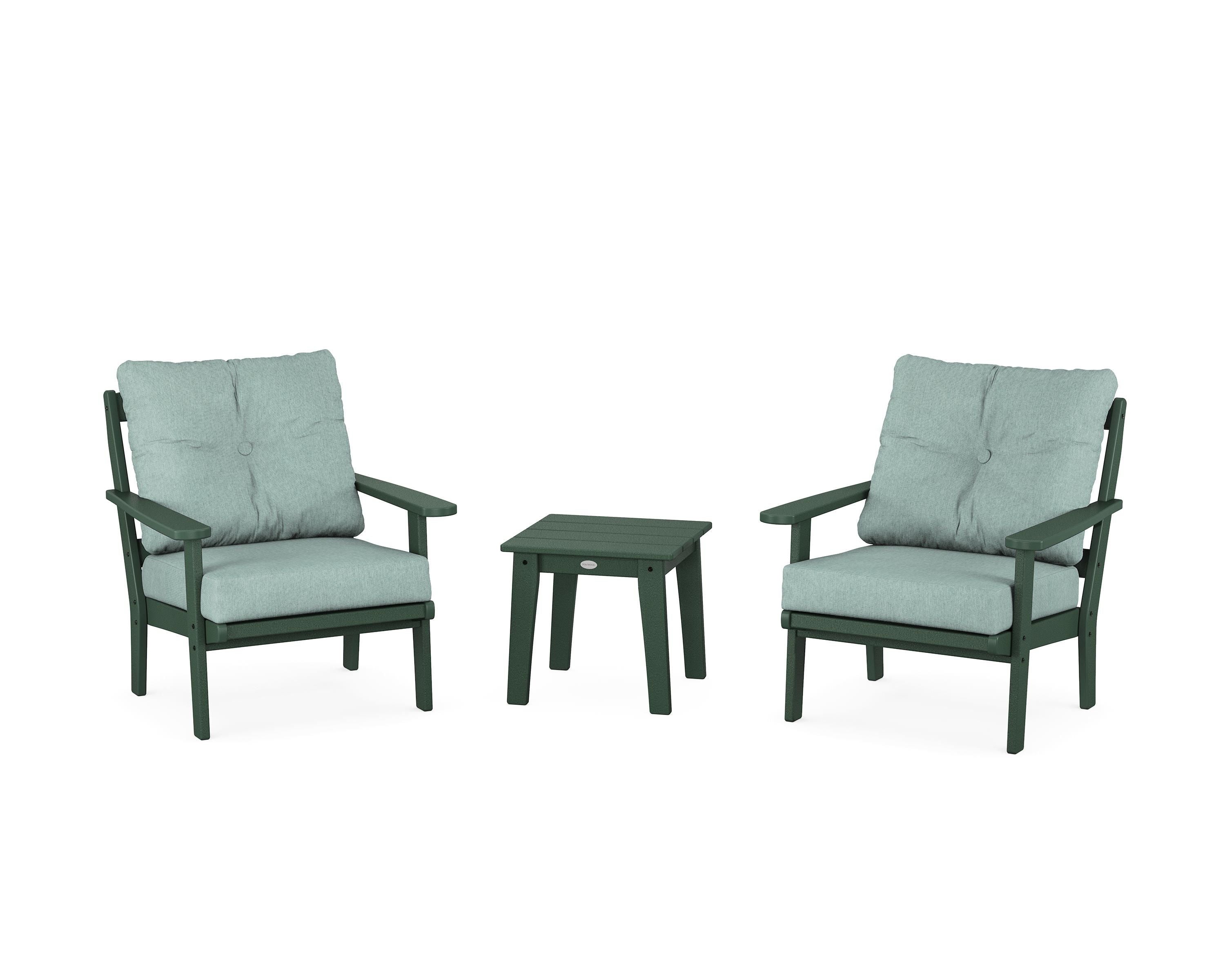 POLYWOOD Mission 3-Piece Deep Seating Set in Green / Glacier Spa