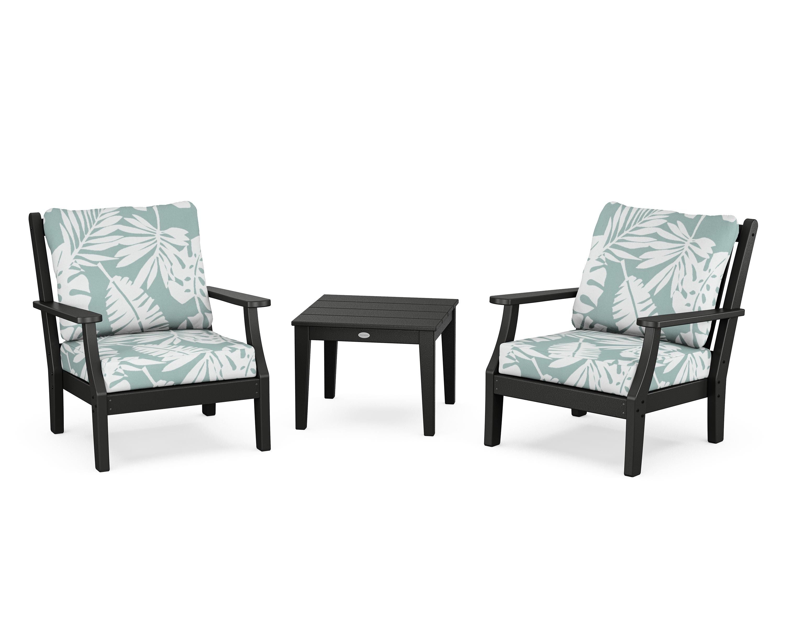 Country Living Wovendale 3-Piece Deep Seating Set in Black / Leaf Glacier Spa