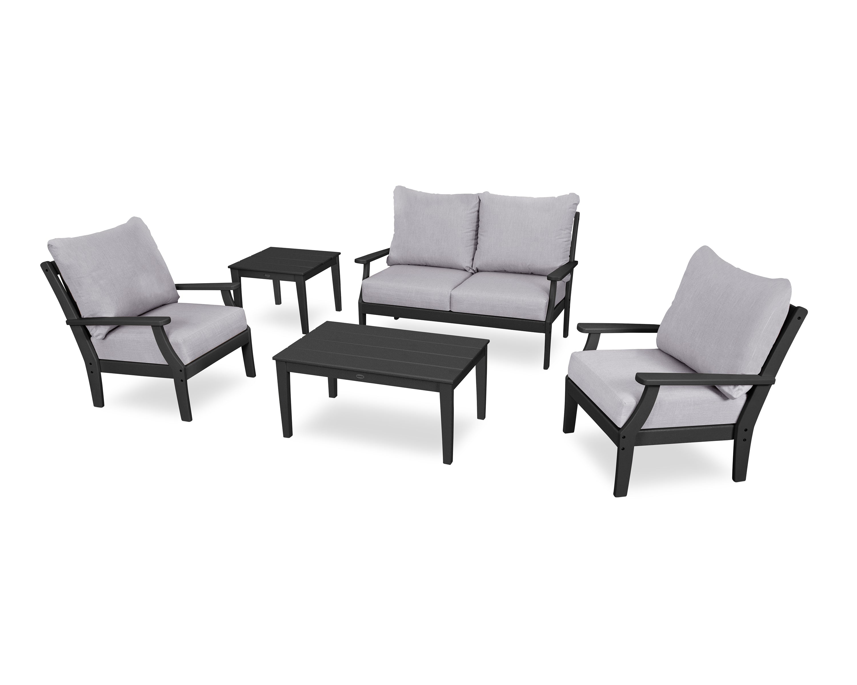 POLYWOOD Braxton 5-Piece Deep Seating Set in Black / Granite
