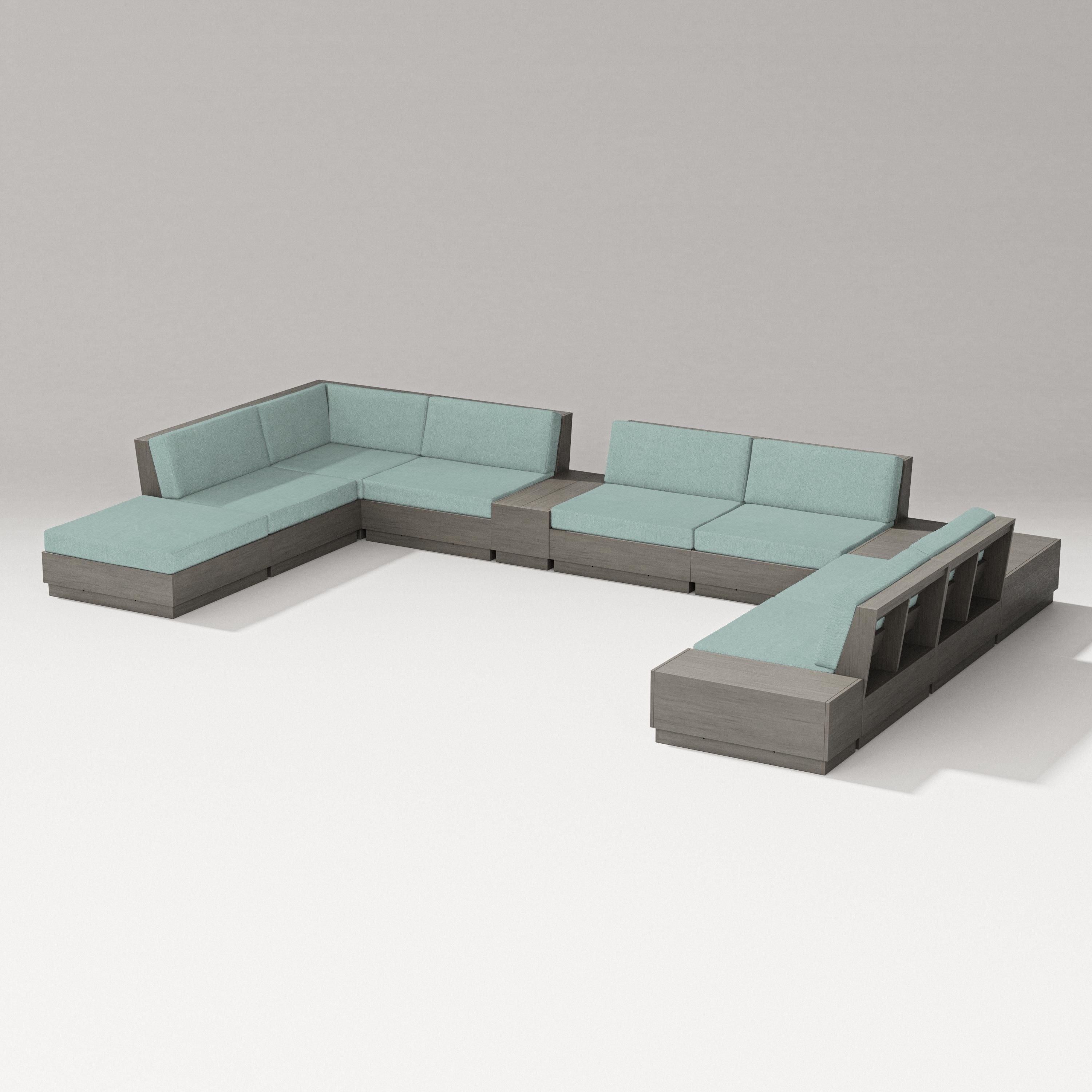 PW Designer Series Elevate 11-Piece Conversation Sectional Set in Driftwood / Glacier Spa