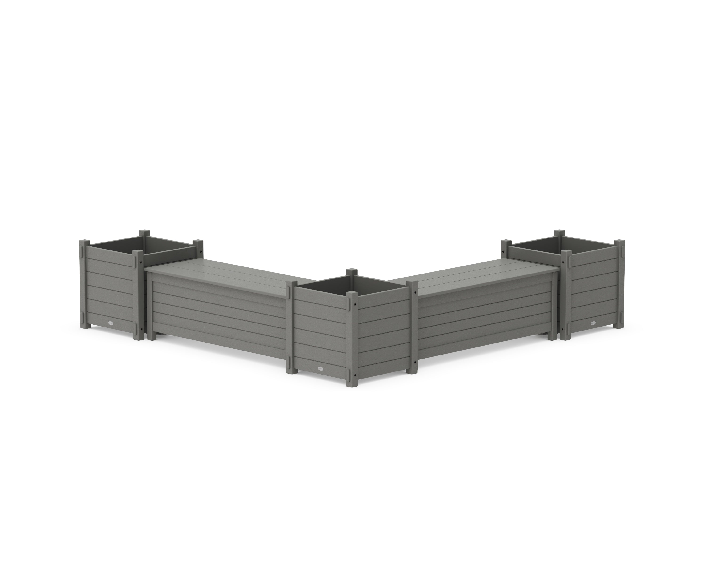 POLYWOOD 48" Nautical L- Shaped Planter Storage Bench Corner Set- Large in Slate Grey