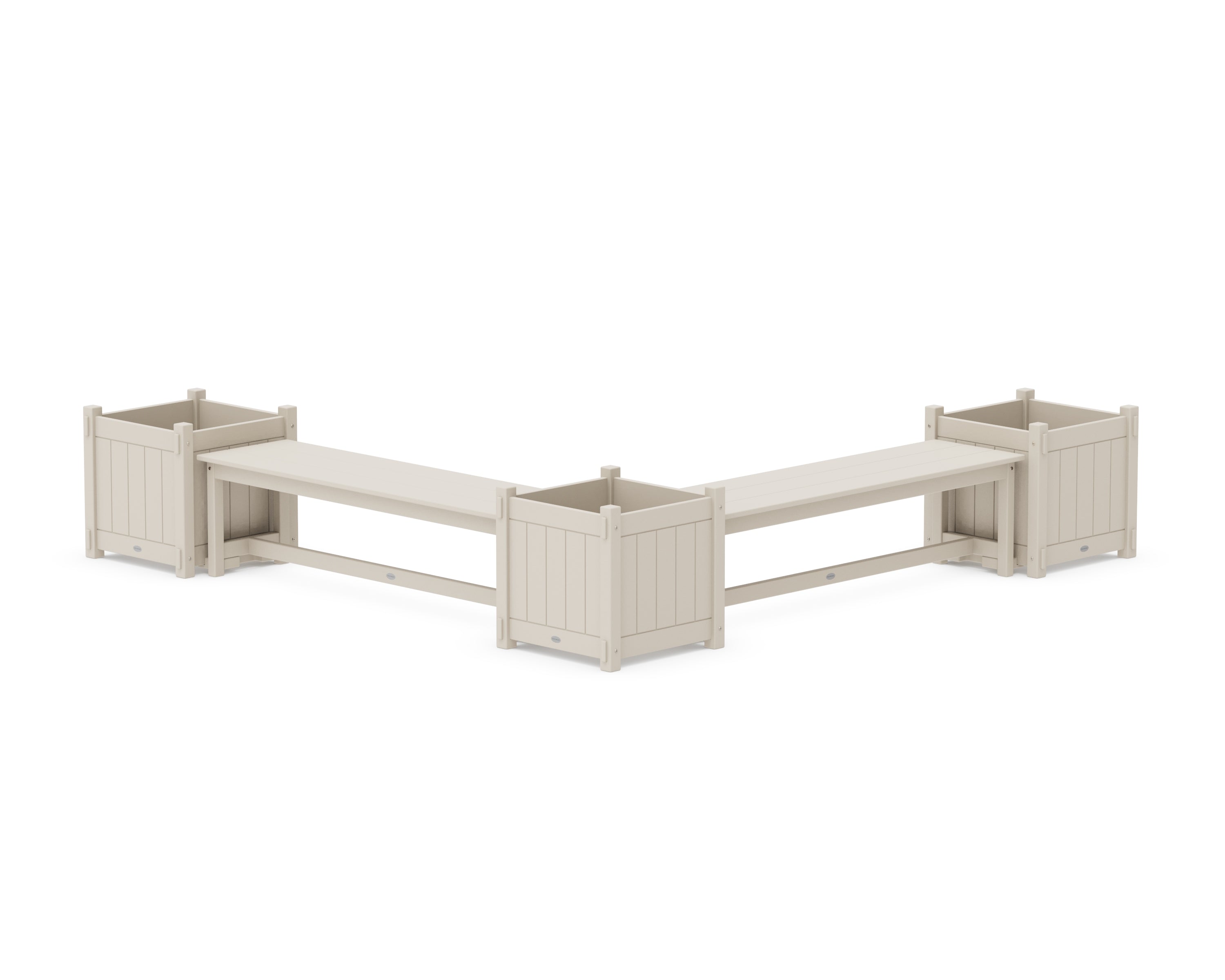 POLYWOOD 60" Vineyard L- Shaped Planter Bench Corner Set - Large in Sand