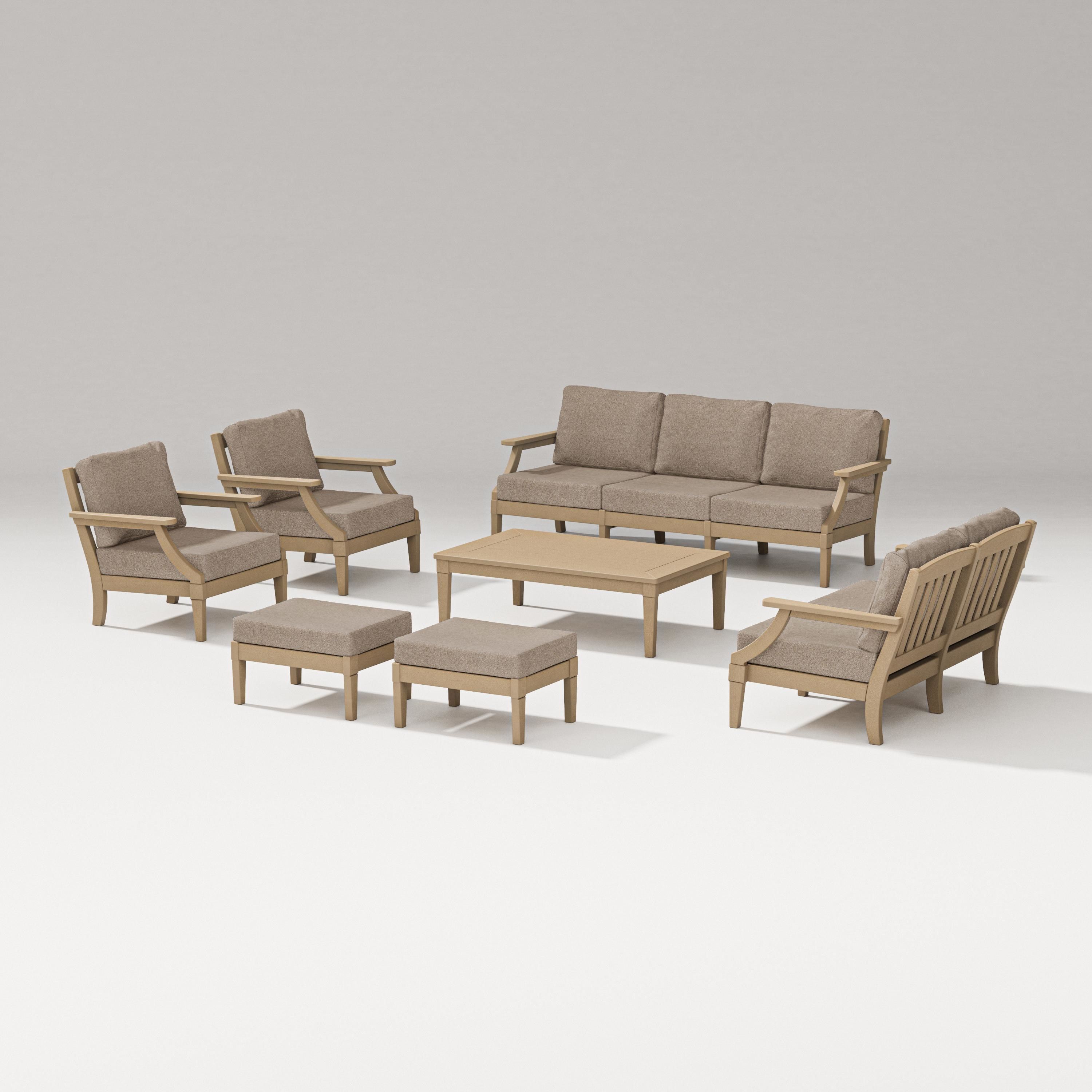 PW Designer Series Estate 7-Piece Lounge Sofa Set in Vintage Sahara / Spiced Burlap
