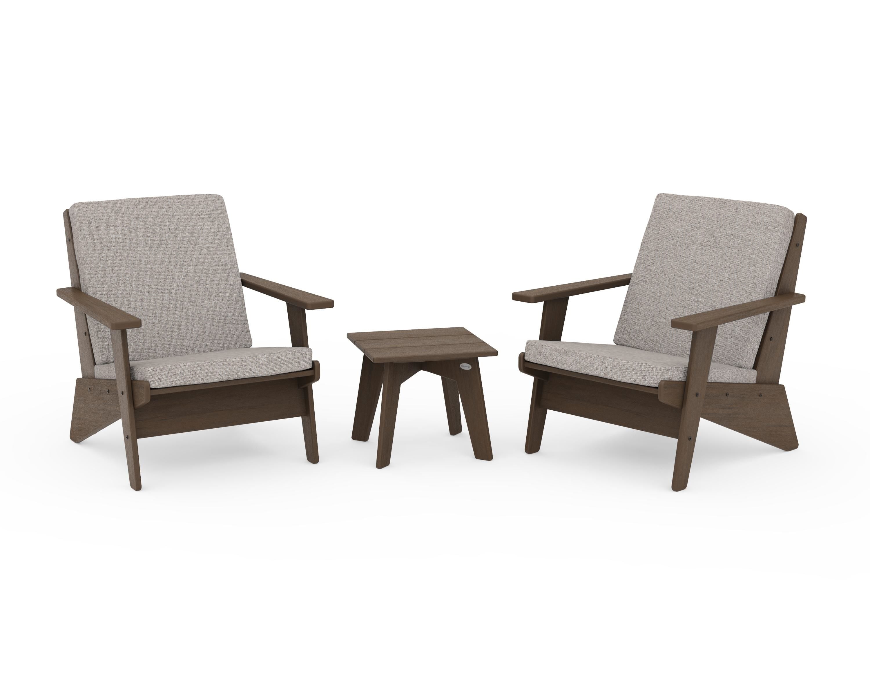 POLYWOOD Riviera Modern Lounge 3-Piece Set in Kona / Weathered Tweed