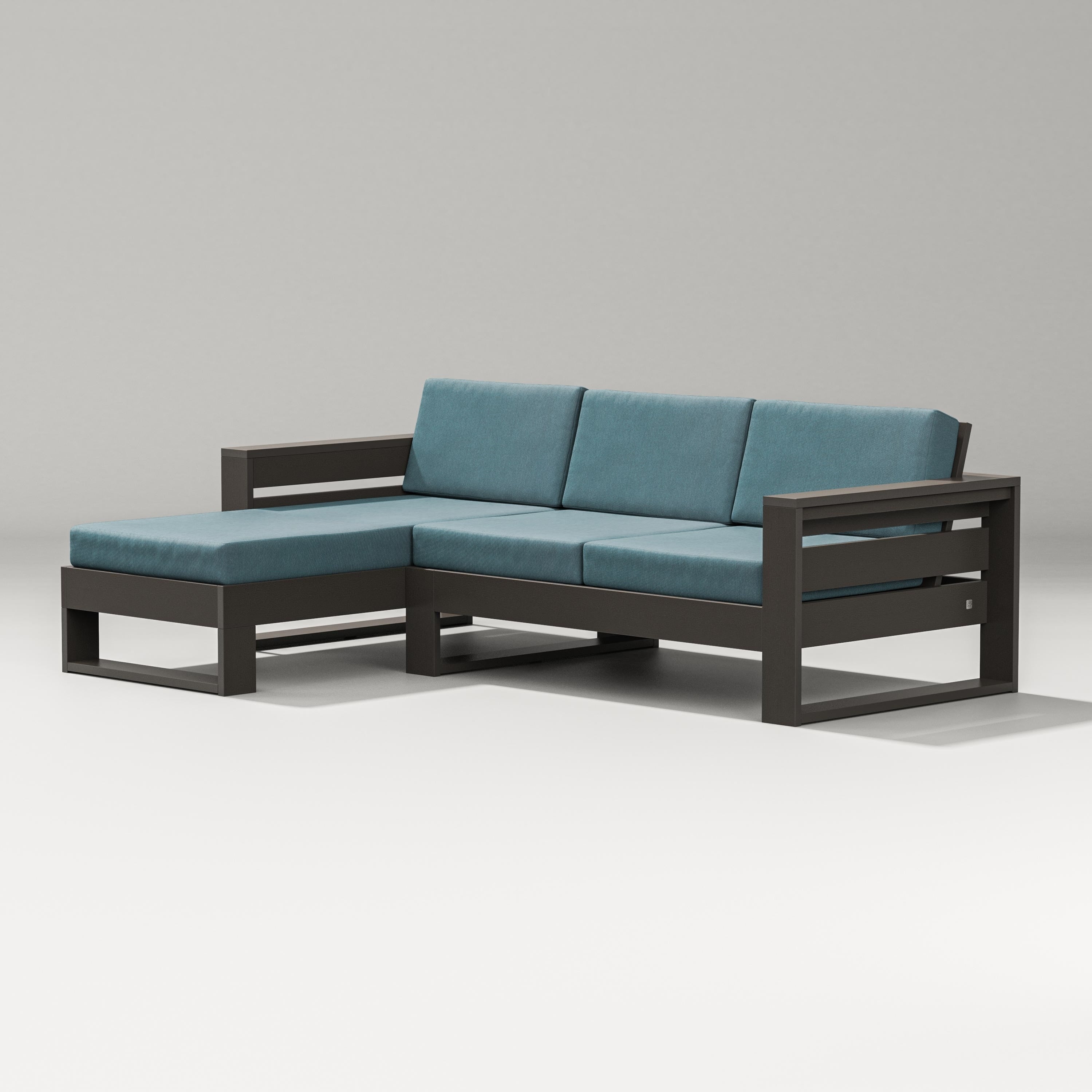 PW Designer Series Latitude Left Chaise Sectional in Vintage Coffee / Ocean Teal