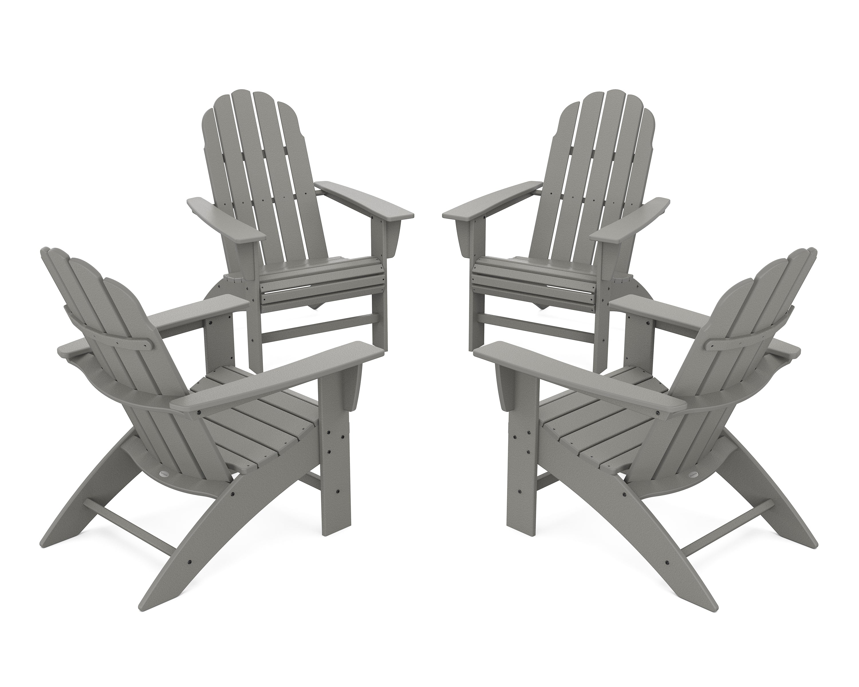POLYWOOD® 4-Piece Vineyard Curveback Adirondack Chair Conversation Set in Slate Grey