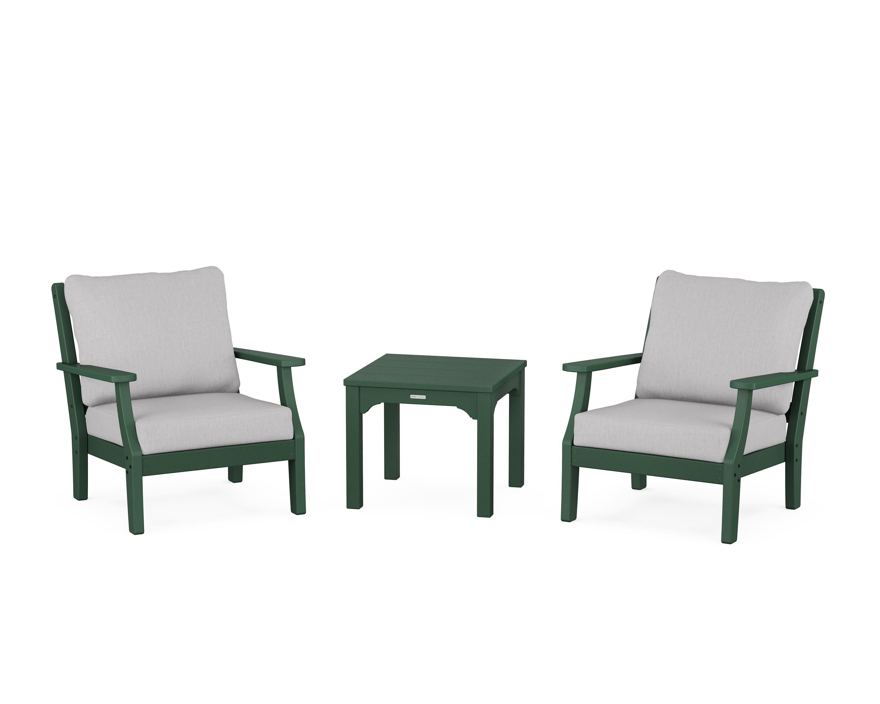 Martha Stewart by POLYWOOD Chinoiserie 3-Piece Deep Seating Set in Green / Granite