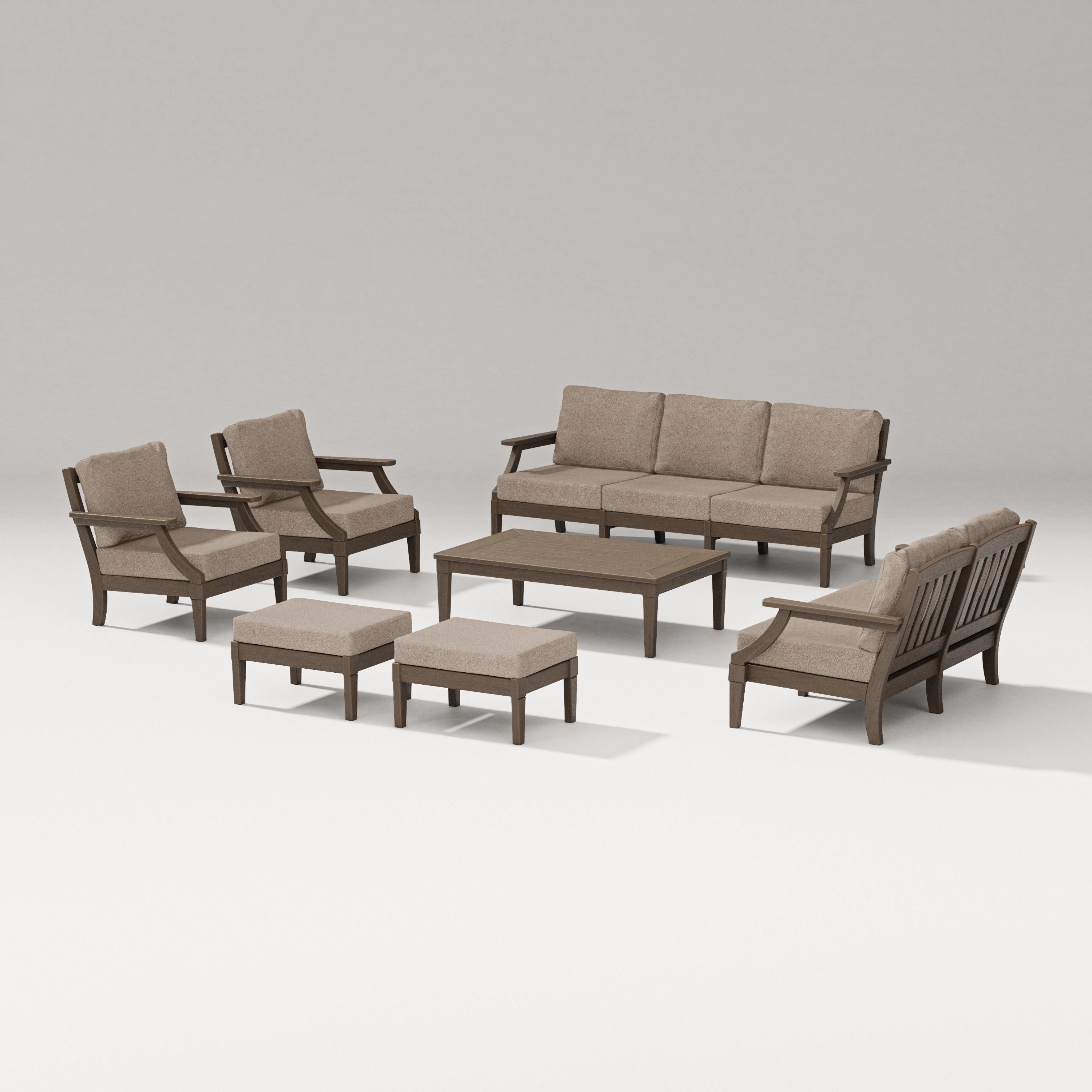 PW Designer Series Estate 7-Piece Lounge Sofa Set in Kona / Spiced Burlap