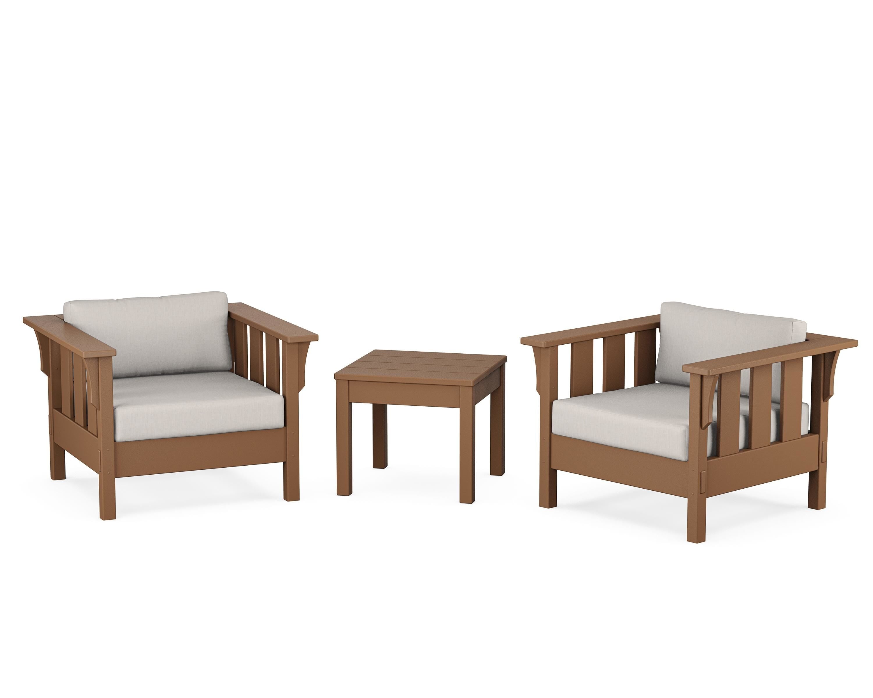 Martha Stewart by POLYWOOD Acadia 3-Piece Deep Seating Set in Teak / Cast Ash