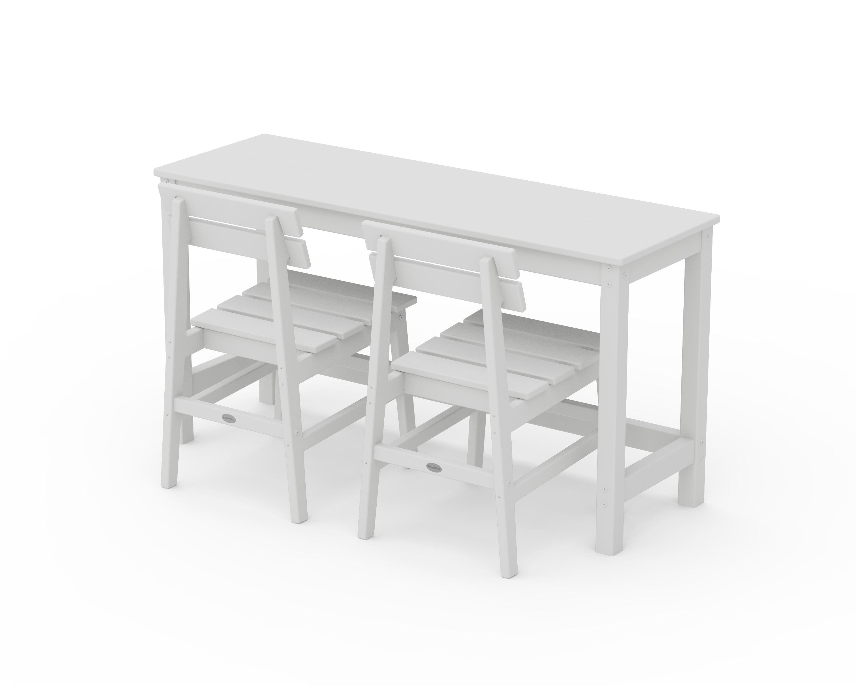 POLYWOOD Modern Studio Plaza Chair 3-Piece Balcony Set in White
