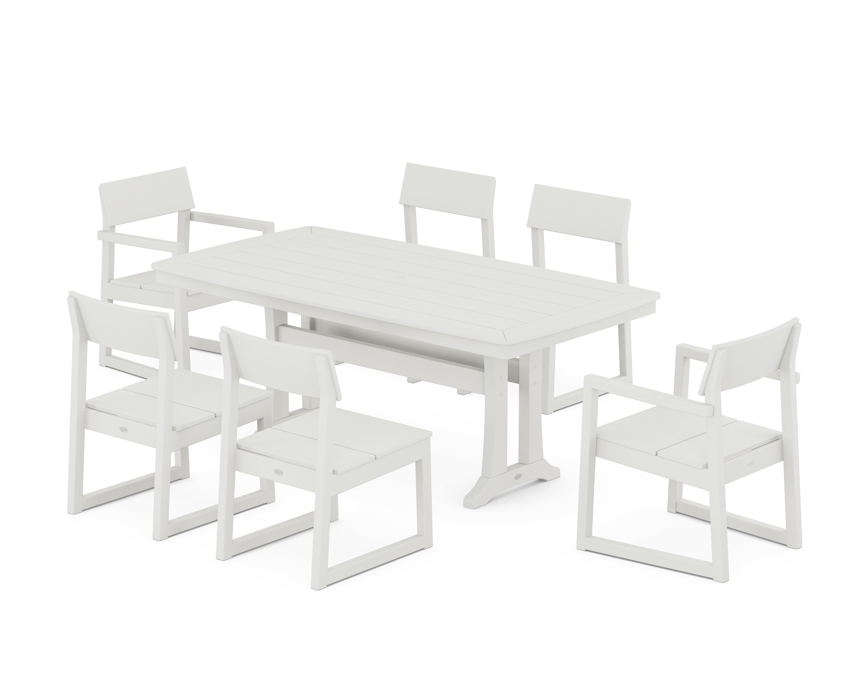 POLYWOOD® EDGE 7-Piece Dining Set with Trestle Legs in Vintage White