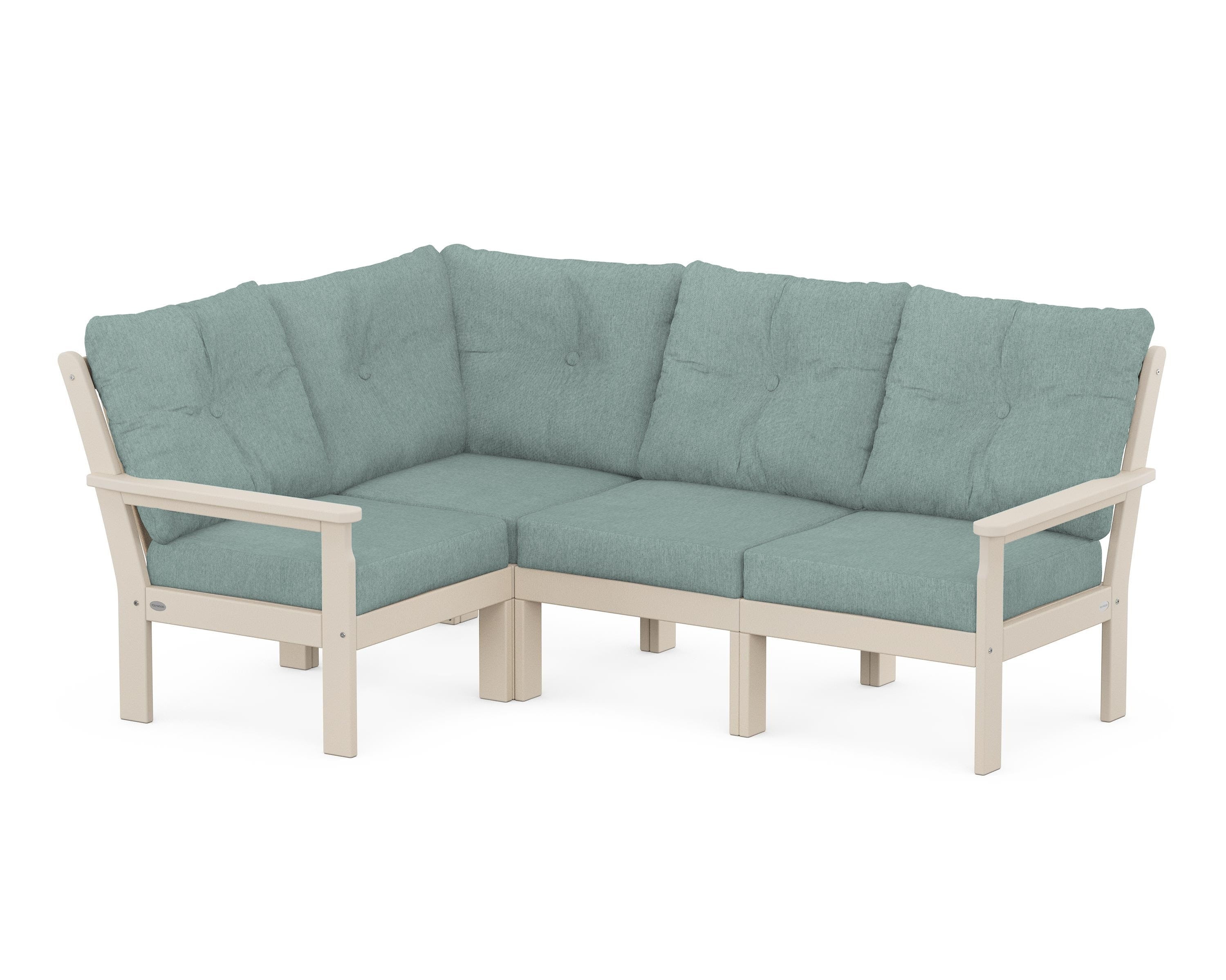 POLYWOOD Vineyard 4-Piece Sectional in Sand / Glacier Spa