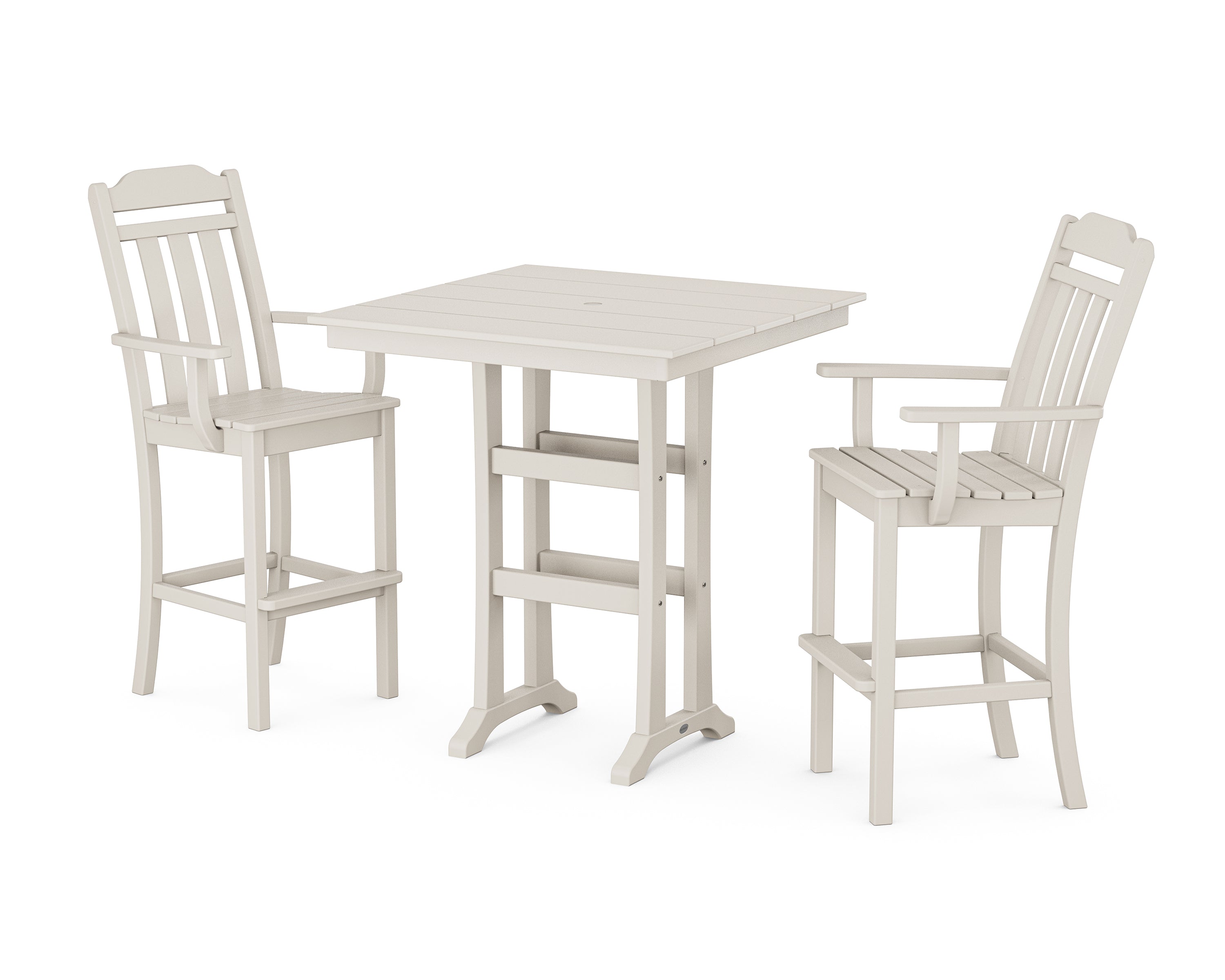 Country Living Cottage 3-Piece Farmhouse Bar Set with Trestle Legs in Sand