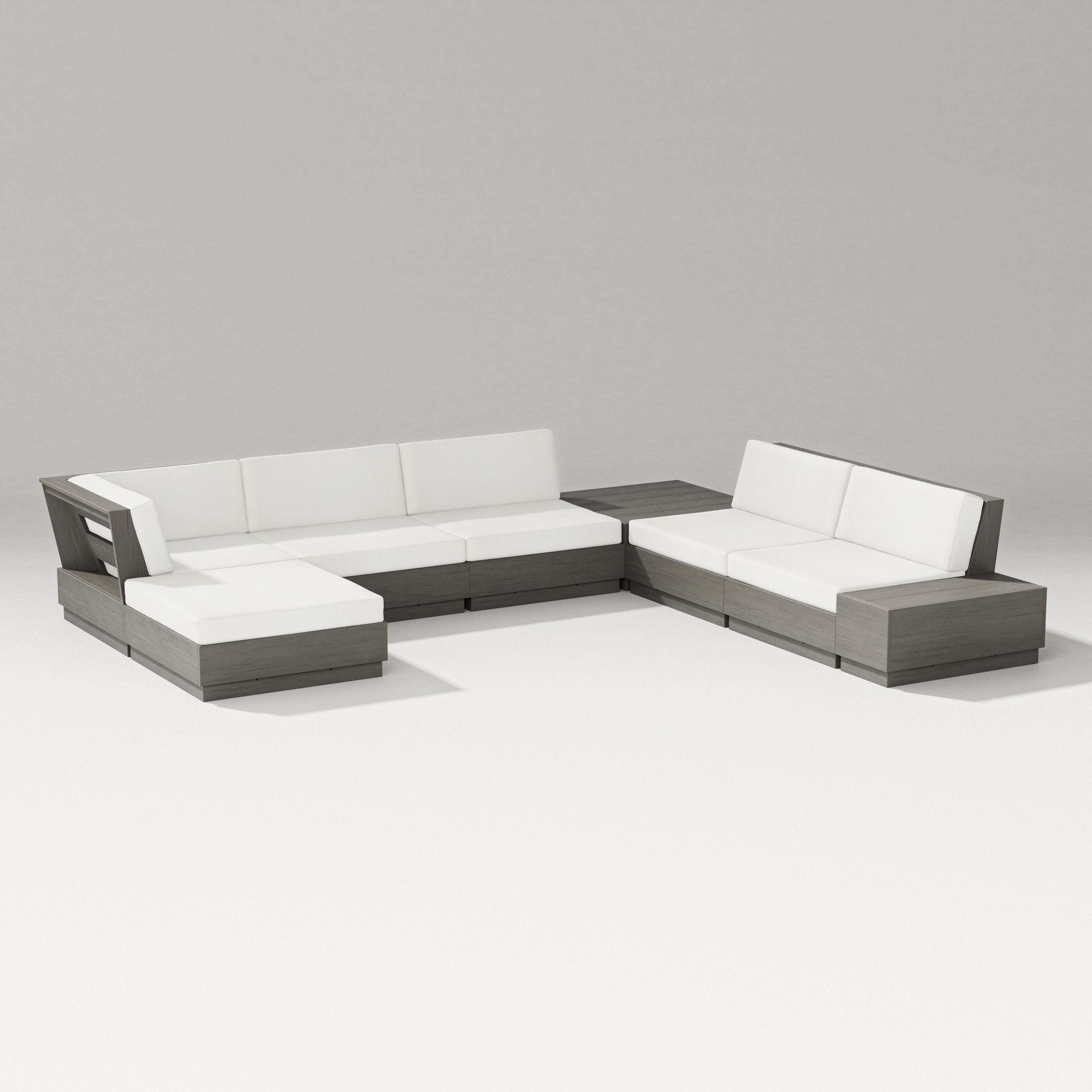 PW Designer Series Elevate 8-Piece Corner Sectional in Driftwood / Natural Linen