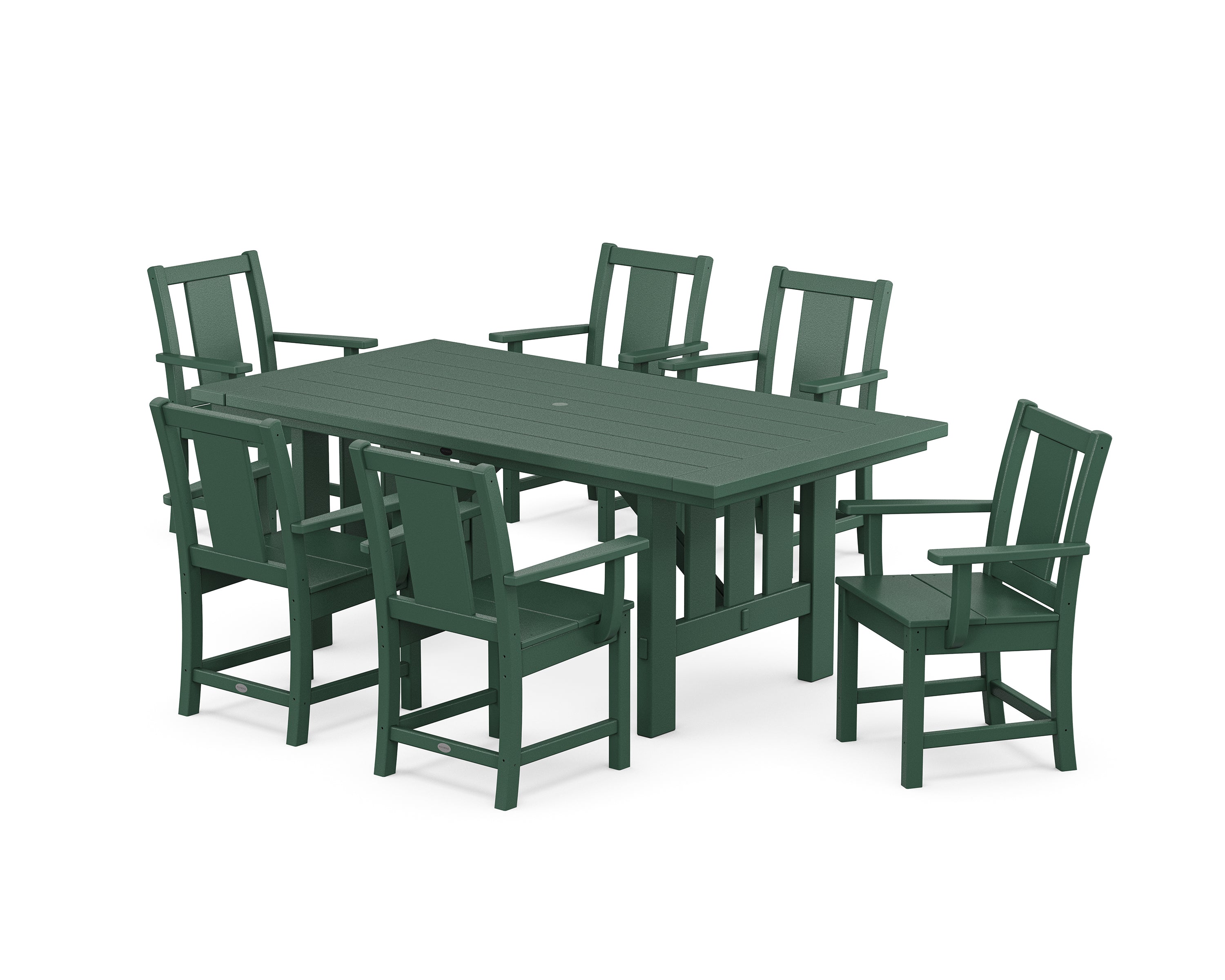 POLYWOOD® Prairie Arm Chair 7-Piece Mission Dining Set in Green