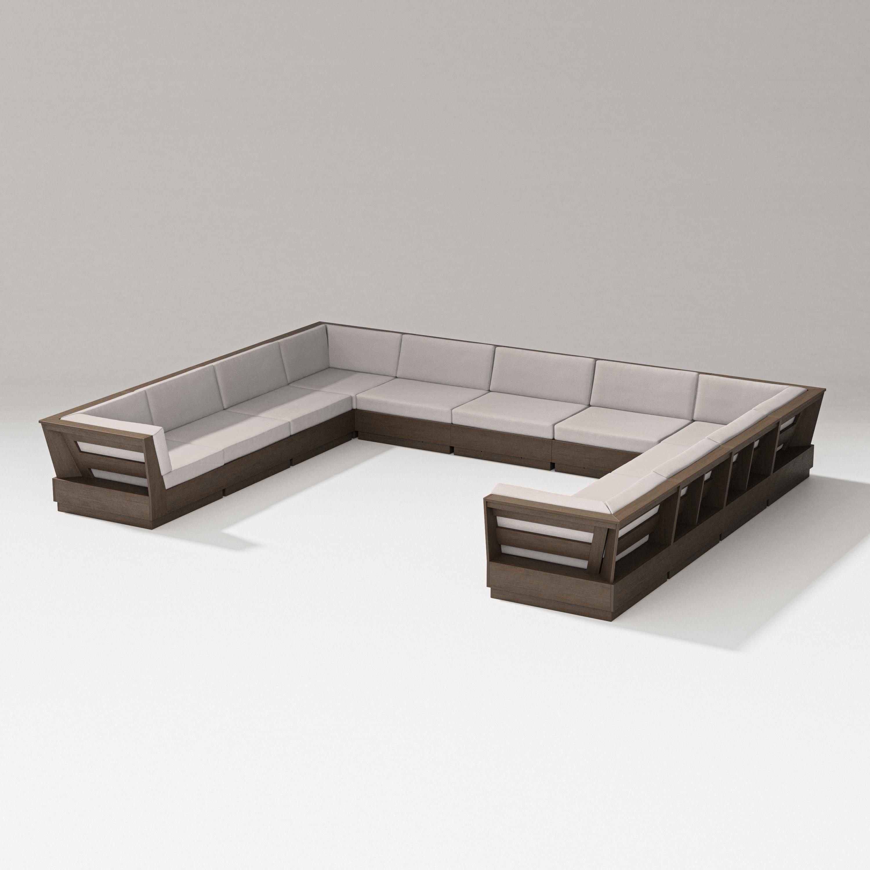 PW Designer Series Elevate Large U-Shaped Sectional in Kona / Dune Burlap