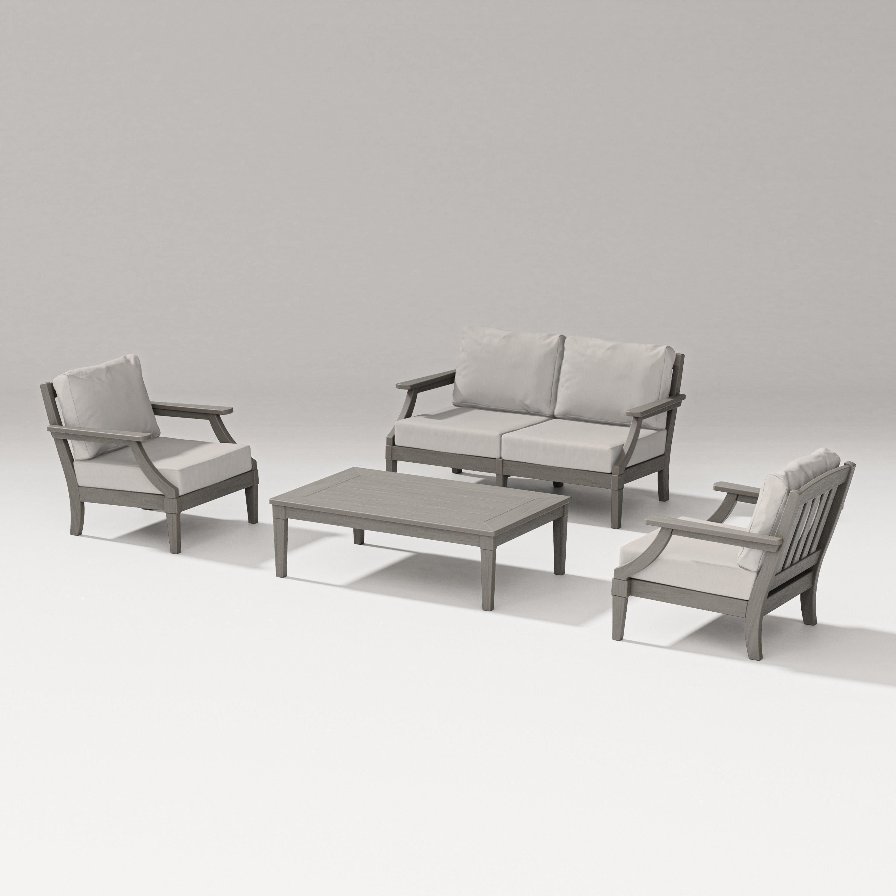 PW Designer Series Estate Lounge 4-Piece Loveseat Set in Driftwood / Cast Ash