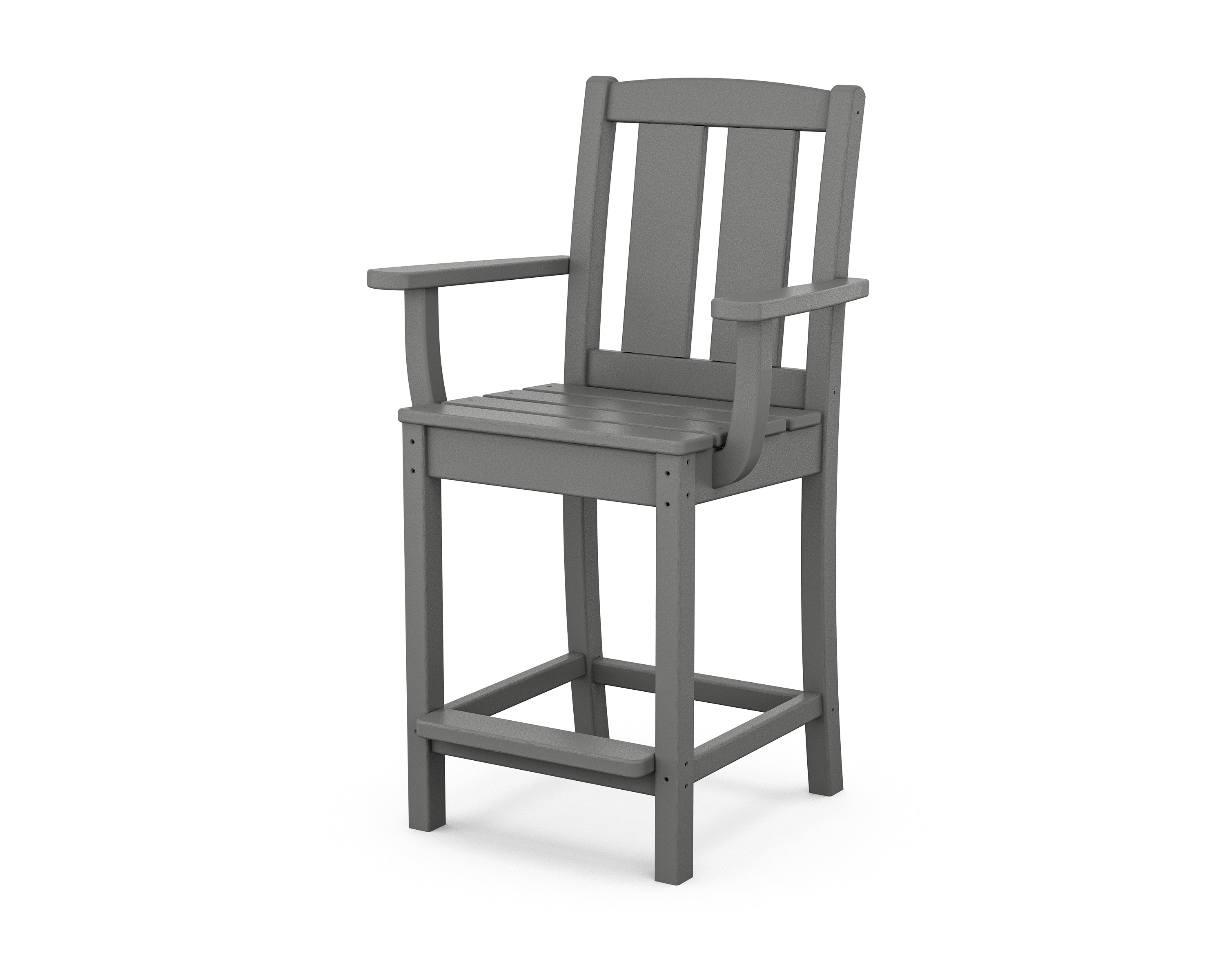 POLYWOOD Mission Counter Arm Chair in Slate Grey