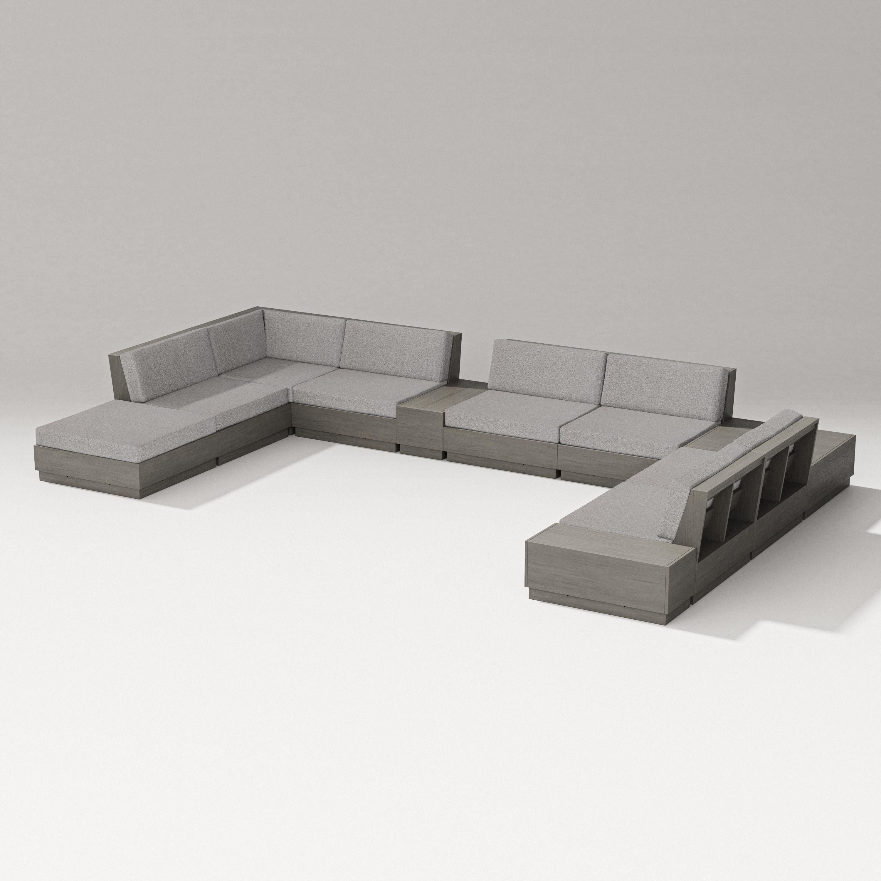 PW Designer Series Elevate 11-Piece Conversation Sectional Set in Driftwood / Grey Mist