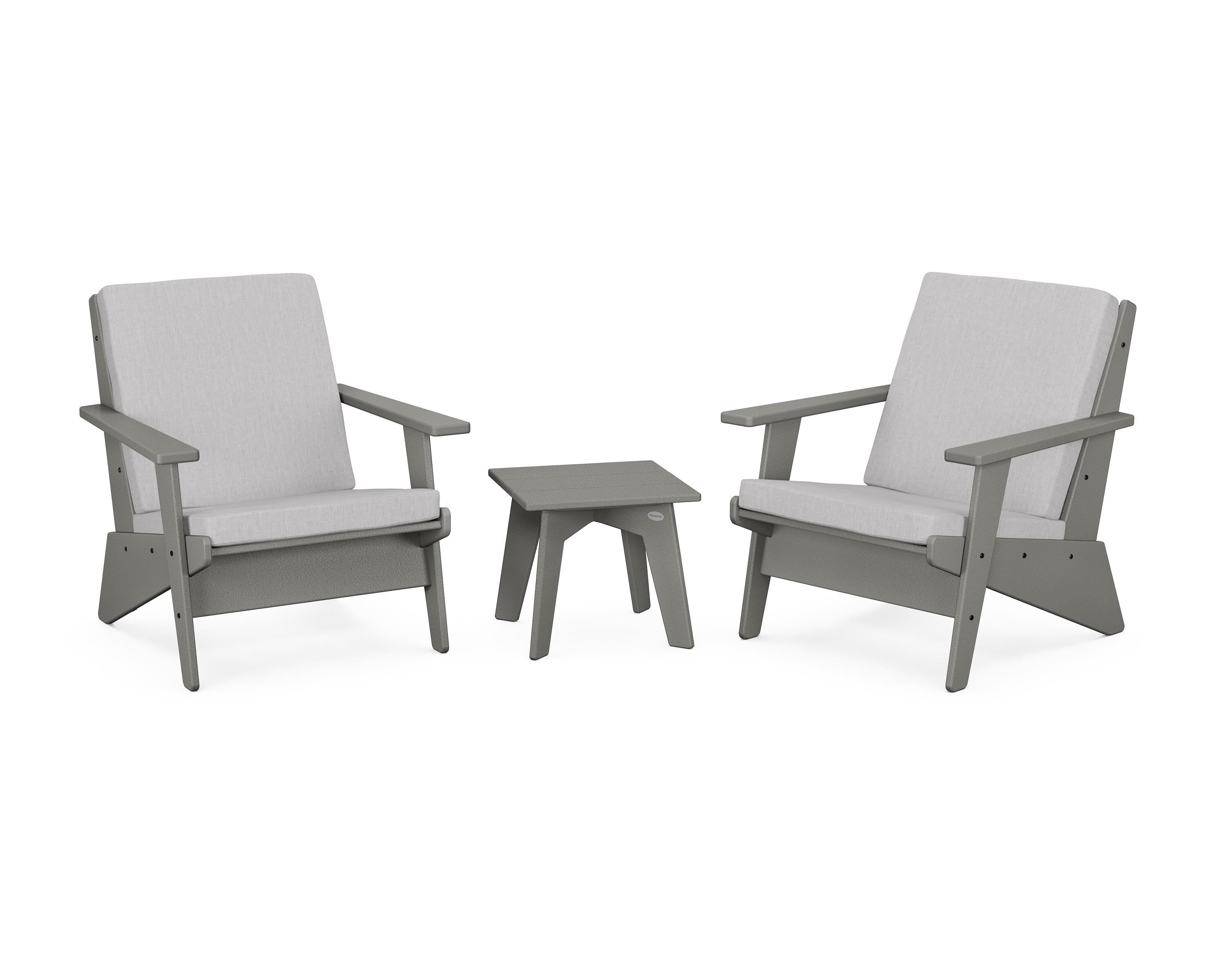 POLYWOOD Riviera Modern Lounge 3-Piece Set in Slate Grey / Granite