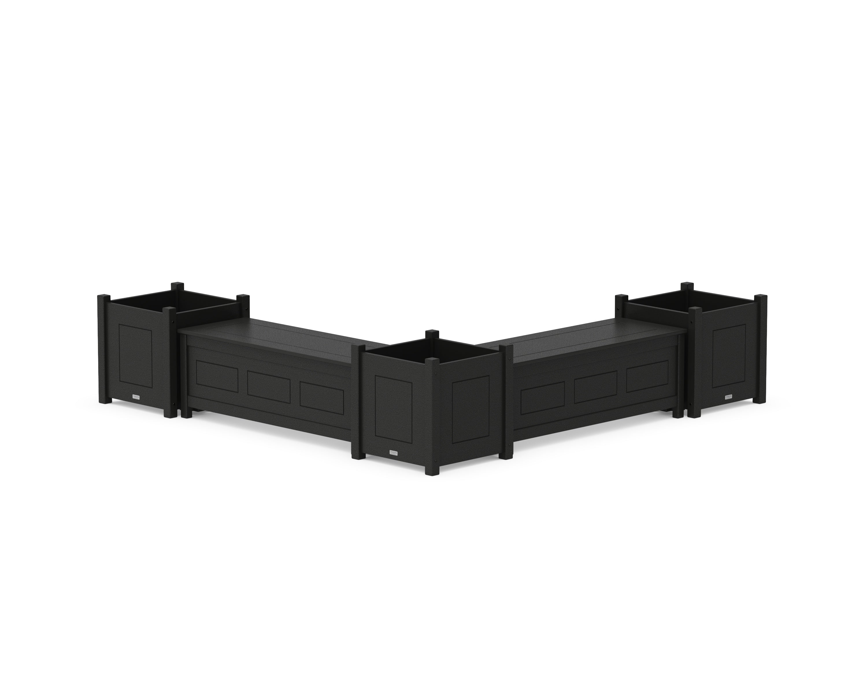 Country Living 48" Country Living L- Shaped Planter Storage Bench Corner Set- Large in Black