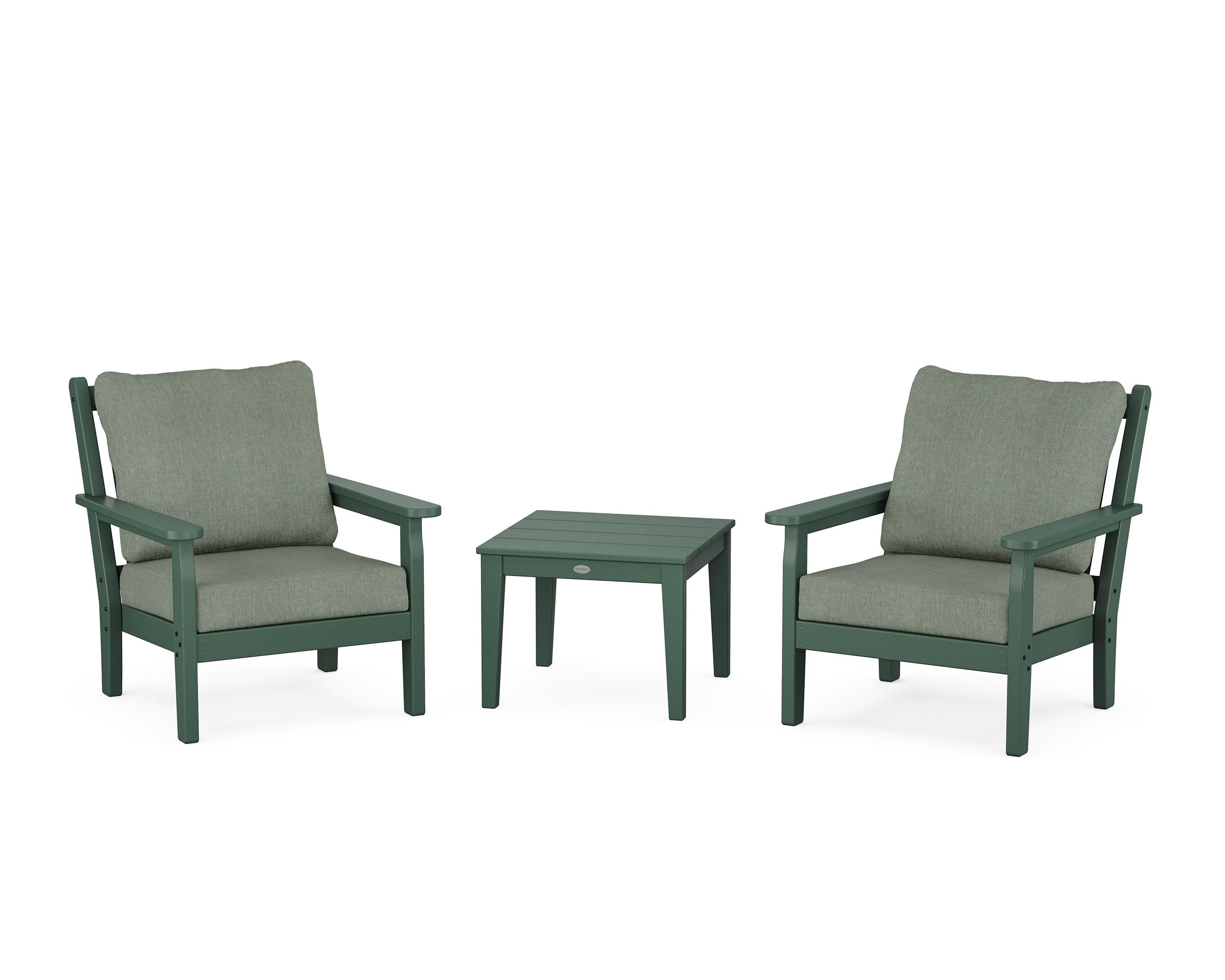 POLYWOOD Chippendale 3-Piece Deep Seating Set in Green / Cast Sage