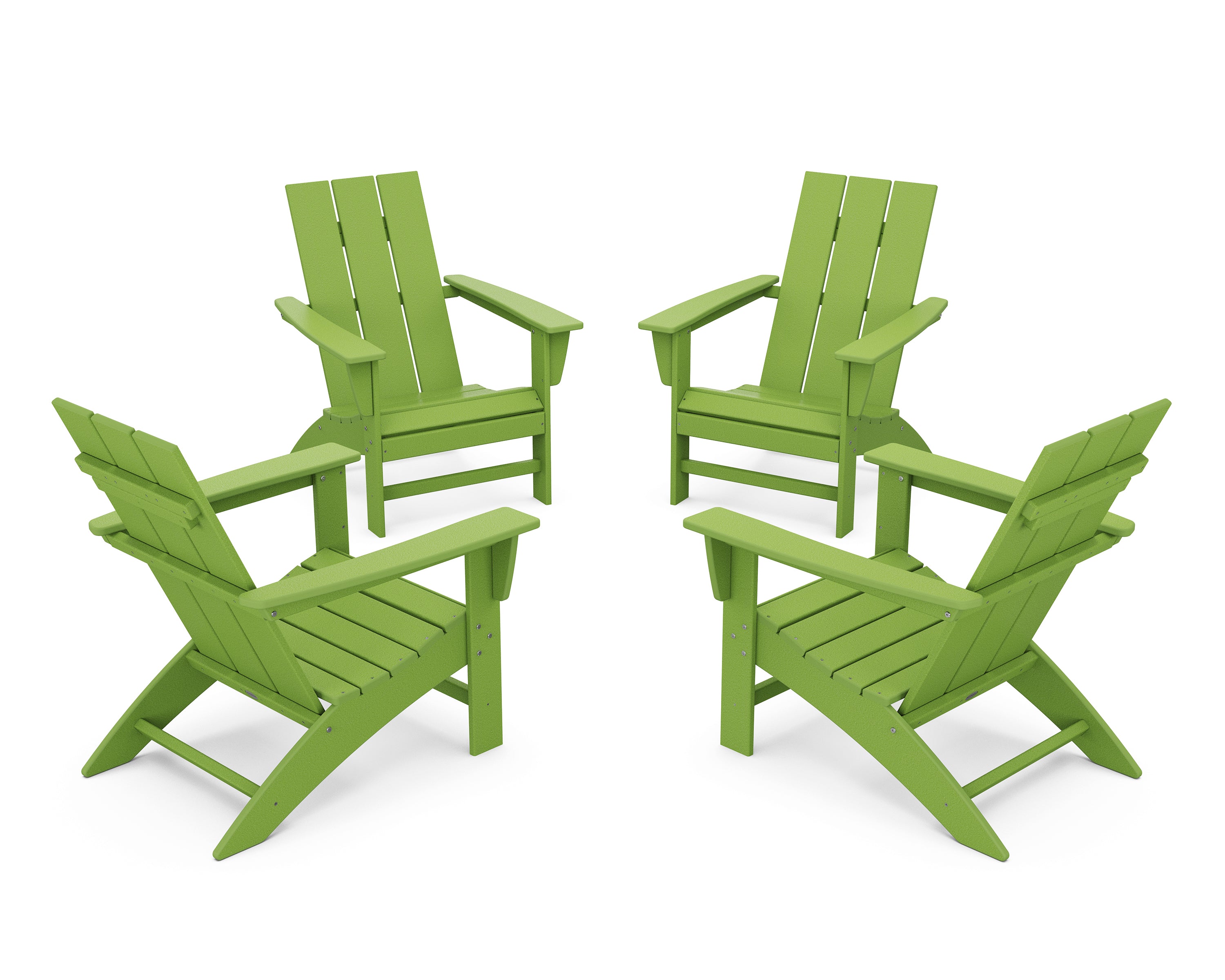 POLYWOOD® 4-Piece Modern Adirondack Chair Conversation Set in Lime